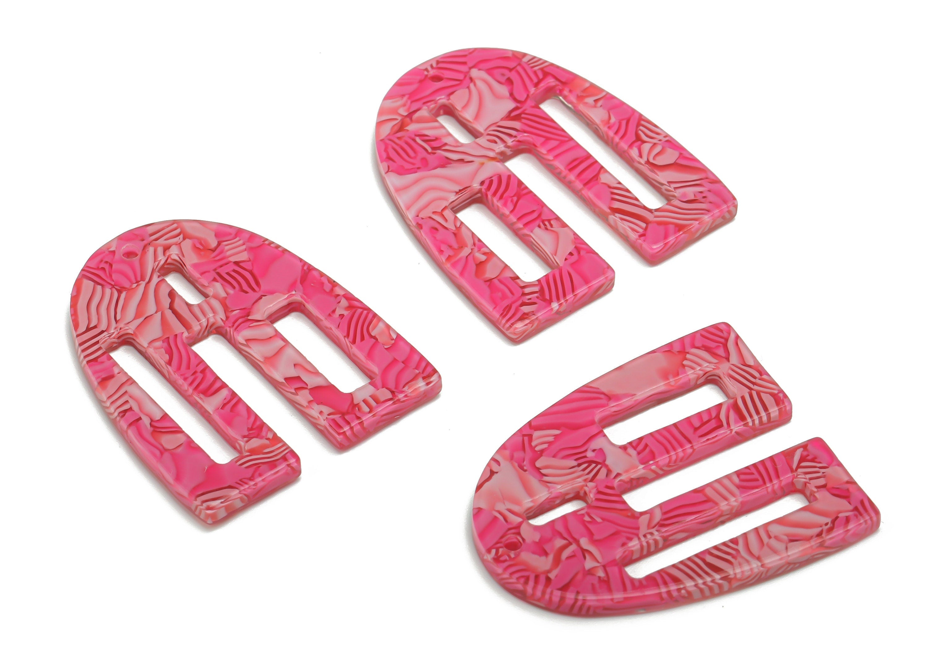 PVC Domed U Earring Charms - PVC Rectangle Pendant - Jewelry Making Supplies - Color Code: A820 - 28.35x23.19x2.28mm - AC2397-A820 - DOMEDBAZAAR