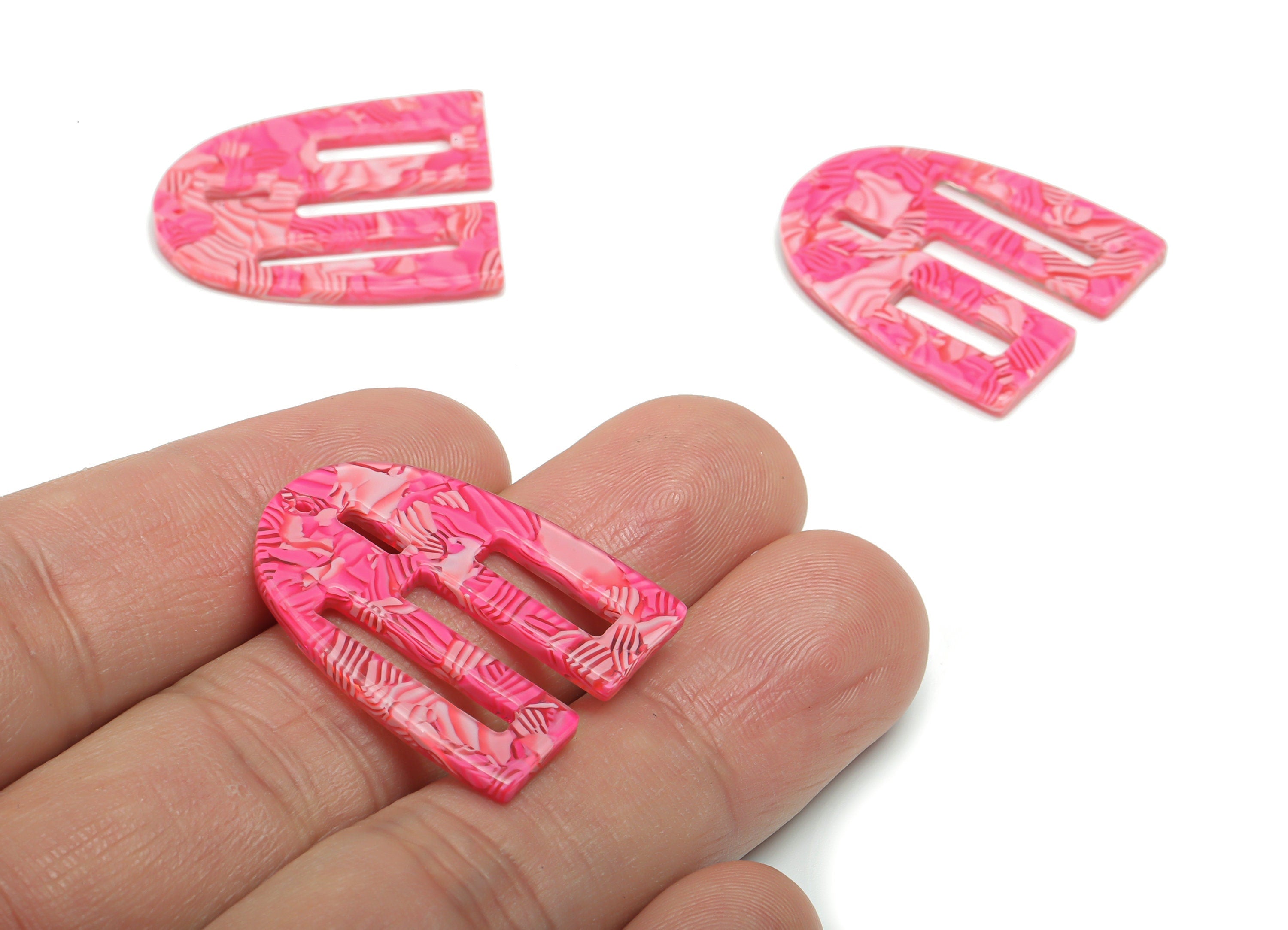 PVC Domed U Earring Charms - PVC Rectangle Pendant - Jewelry Making Supplies - Color Code: A820 - 28.35x23.19x2.28mm - AC2397-A820 - DOMEDBAZAAR