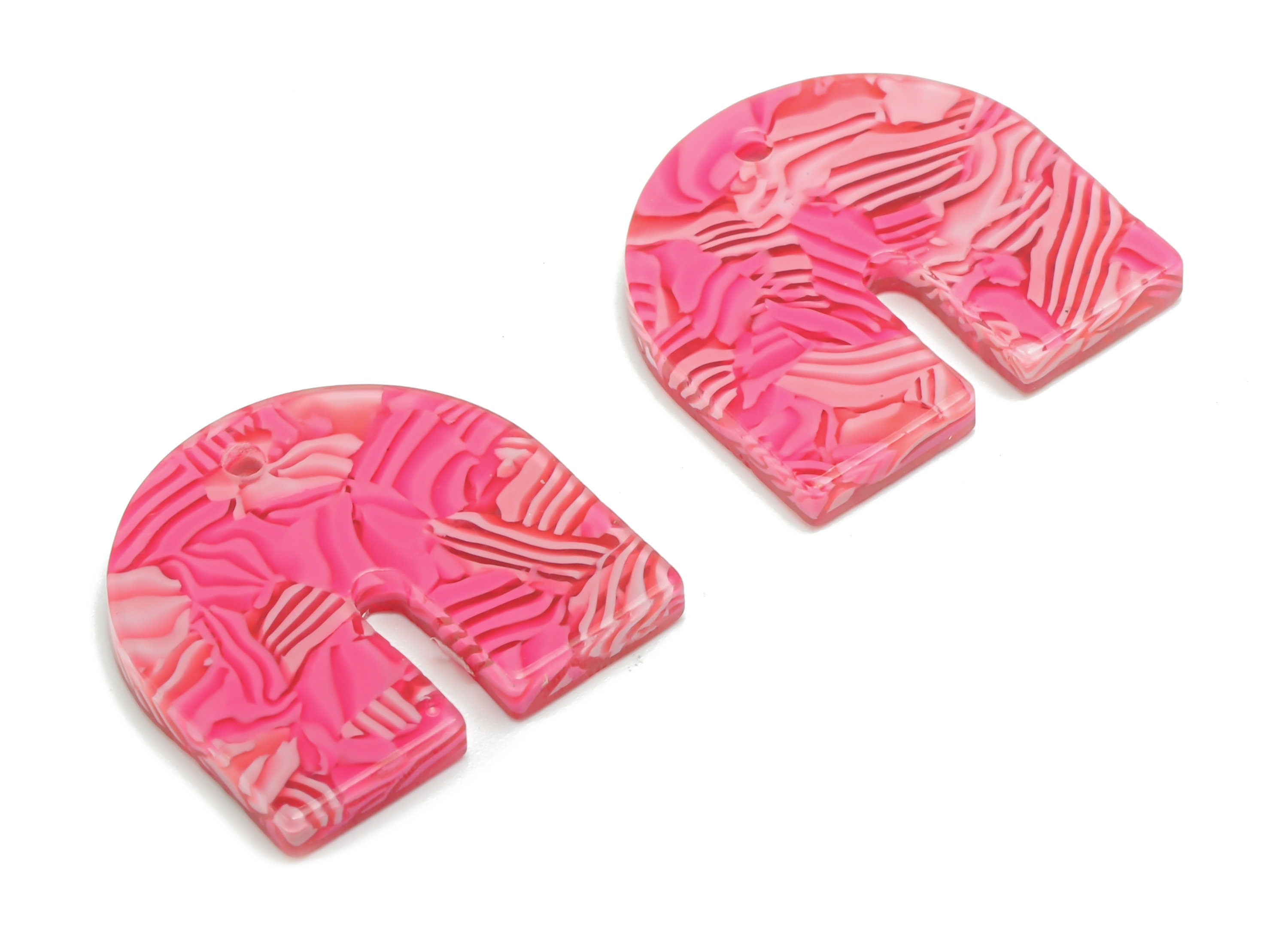 PVC Mini Domed Earring Charms - PVC U Pendant - Jewelry Making Supplies - Color Code: A820 - 17.12x16.22x2.23mm - AC2417-A820 - DOMEDBAZAAR