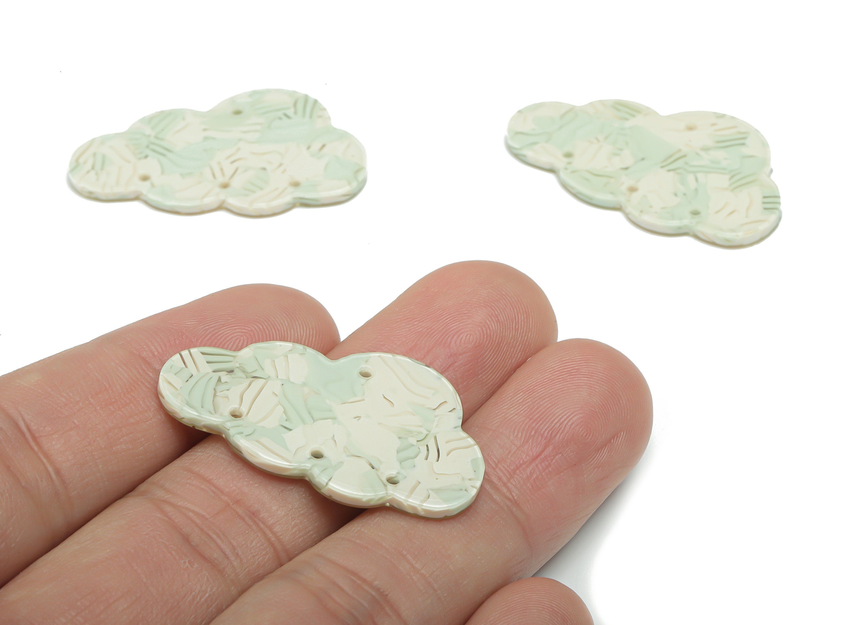 PVC Could Earring Connectors - PVC Could Charms and Pendant - 4 Holes - Jewelry Supplies - Color Code: A818 - 35.12x20.6x2.3mm - AC2419-A818 - DOMEDBAZAAR