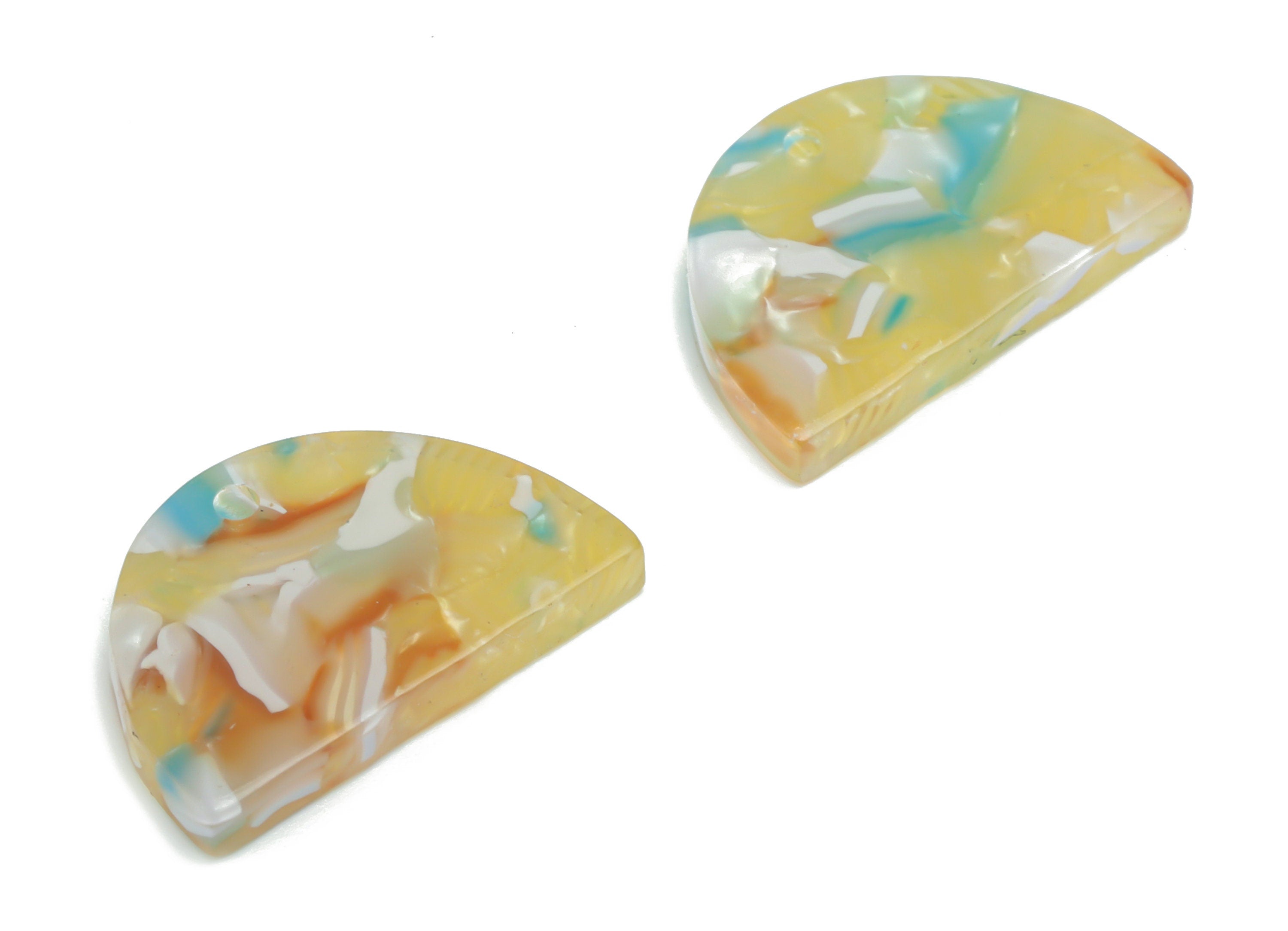 PVC Mini Semicircle Earring Charms - PVC Half Moon Pendant - Jewelry Making Supplies - Color Code: A814 - 18.69x12.23x2.39mm - AC2400-A814 - DOMEDBAZAAR