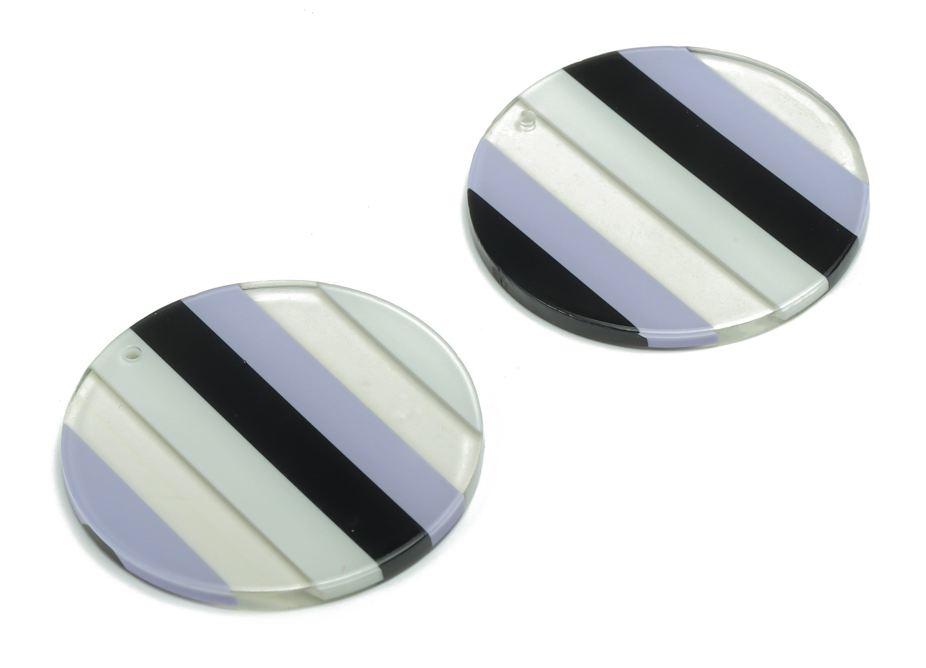 PVC Round Earring Charms - PVC Circle Pendant - Jewelry Making Supplies - Color Code: A813 - 35.19x35.13x2.5mm - AC2416-A813 - DOMEDBAZAAR