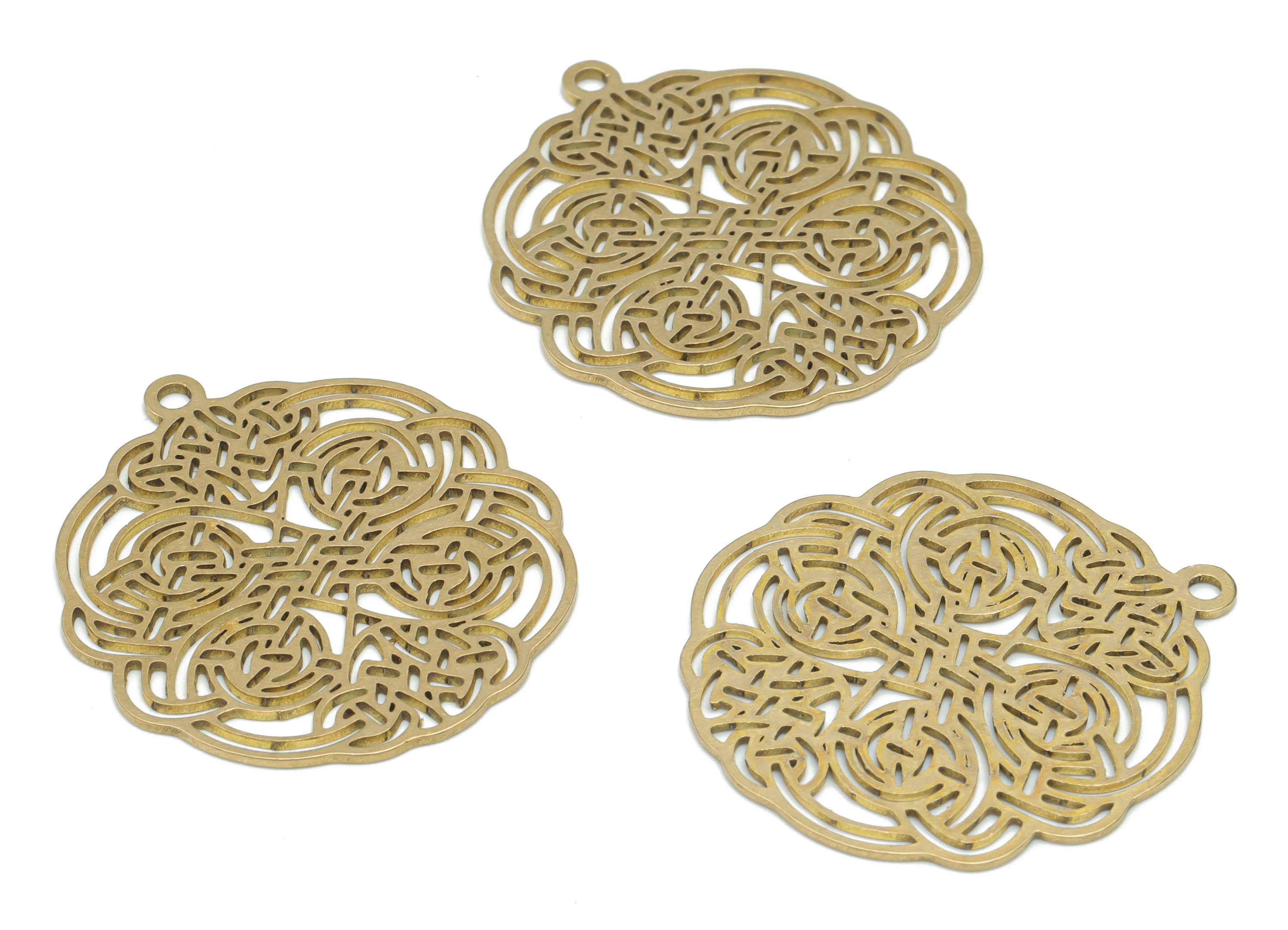 Brass Flowers Earring Charms - Raw Brass Flowers Pendant - DIY Jewelry Making Supplies - 34.7x31.14x0.75mm - PPA2609 - DOMEDBAZAAR
