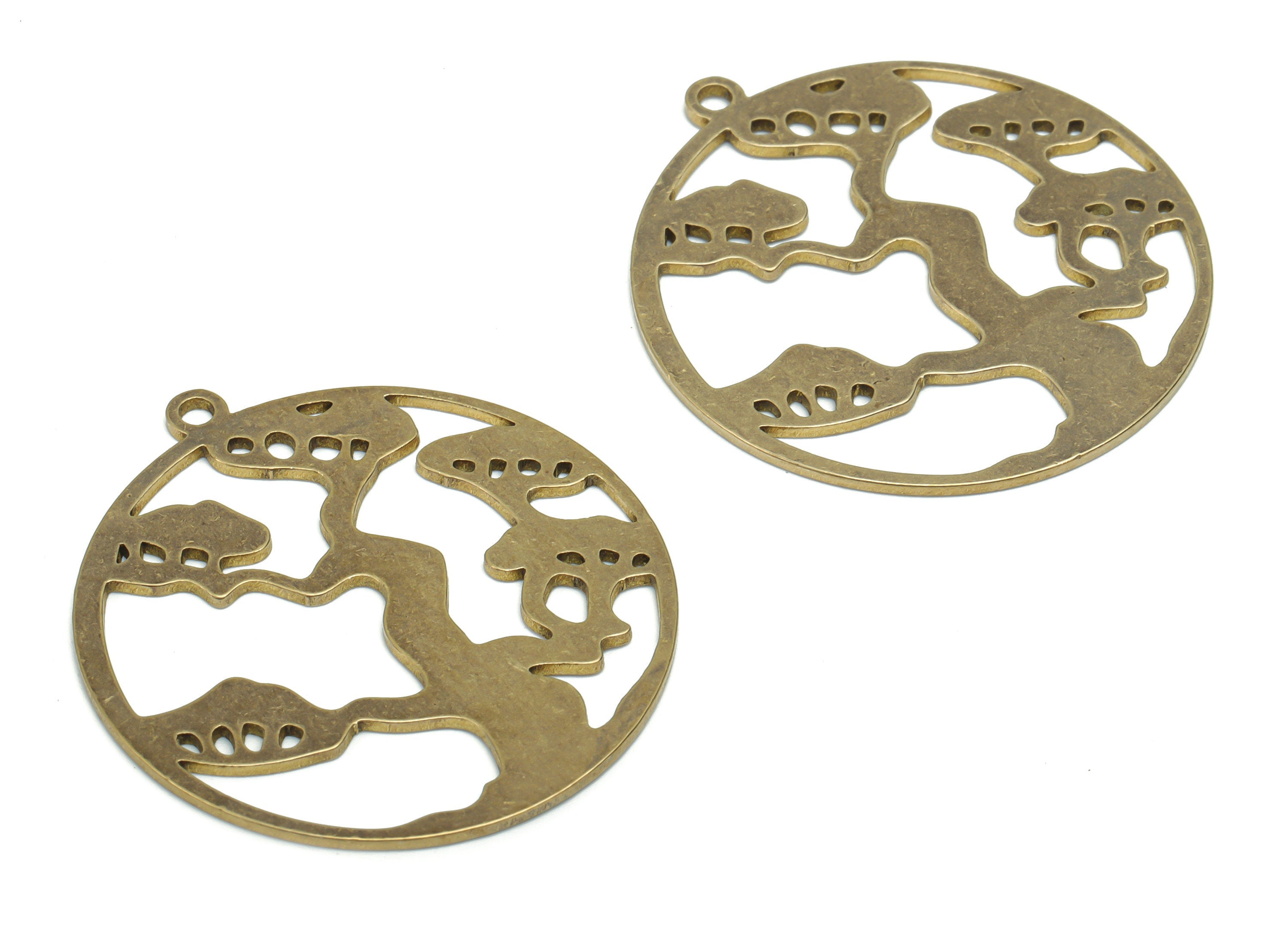 Brass Round Pine Earring Charms - Raw Brass Tree Circle Pendant - Bonsai Tree Charm - Jewelry Making Supplies - 35.83x32.79x0.85mm - PPA1968 - DOMEDBAZAAR