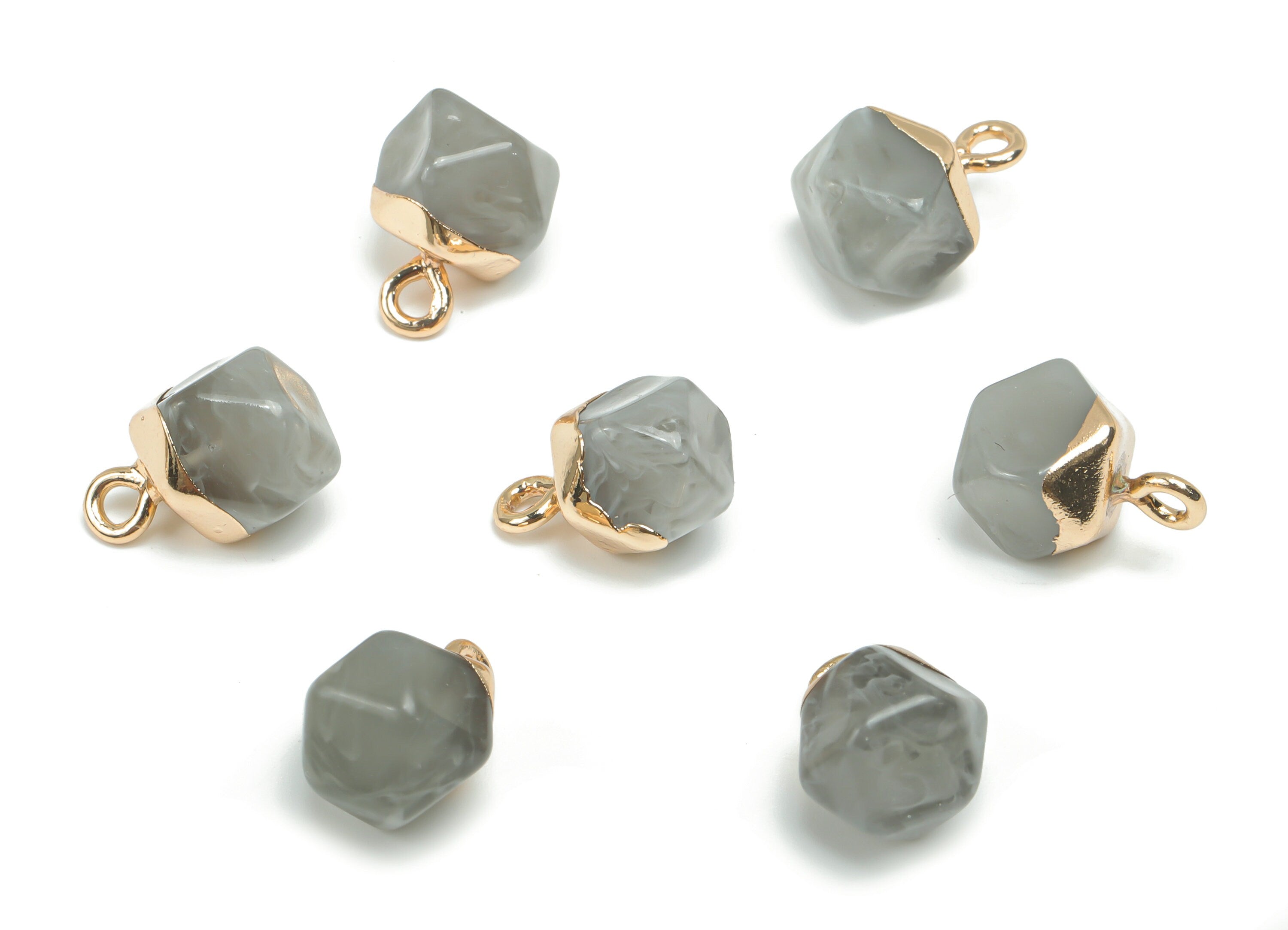Resin Hexagon Earring Charms - Brass Hexagon Pendant - Gold Tone Plated Brass – Jewelry Making Supplies - 13.21x8.1x8.1mm - RC1206 - DOMEDBAZAAR