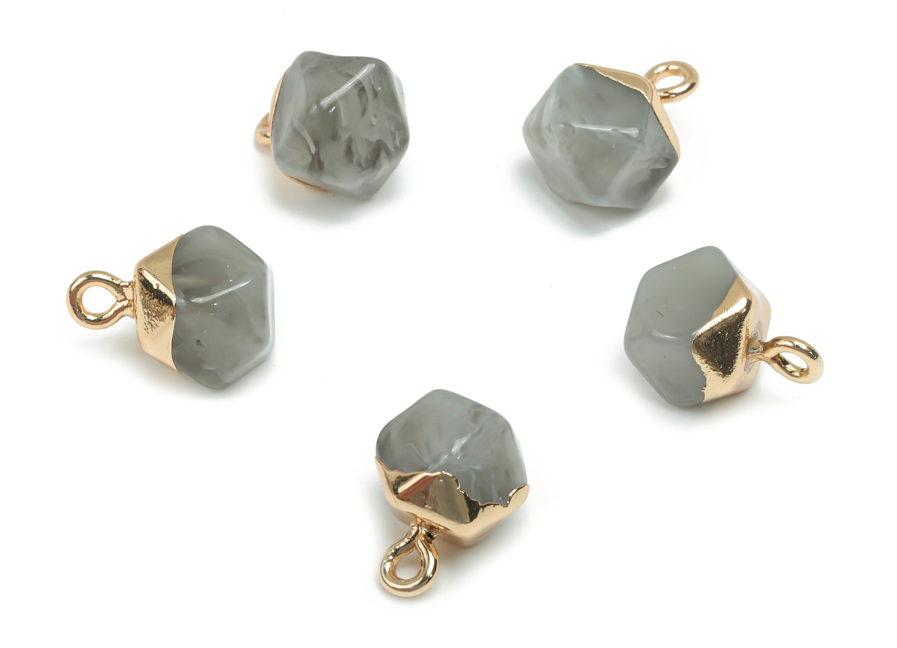 Resin Hexagon Earring Charms - Brass Hexagon Pendant - Gold Tone Plated Brass – Jewelry Making Supplies - 13.21x8.1x8.1mm - RC1206 - DOMEDBAZAAR