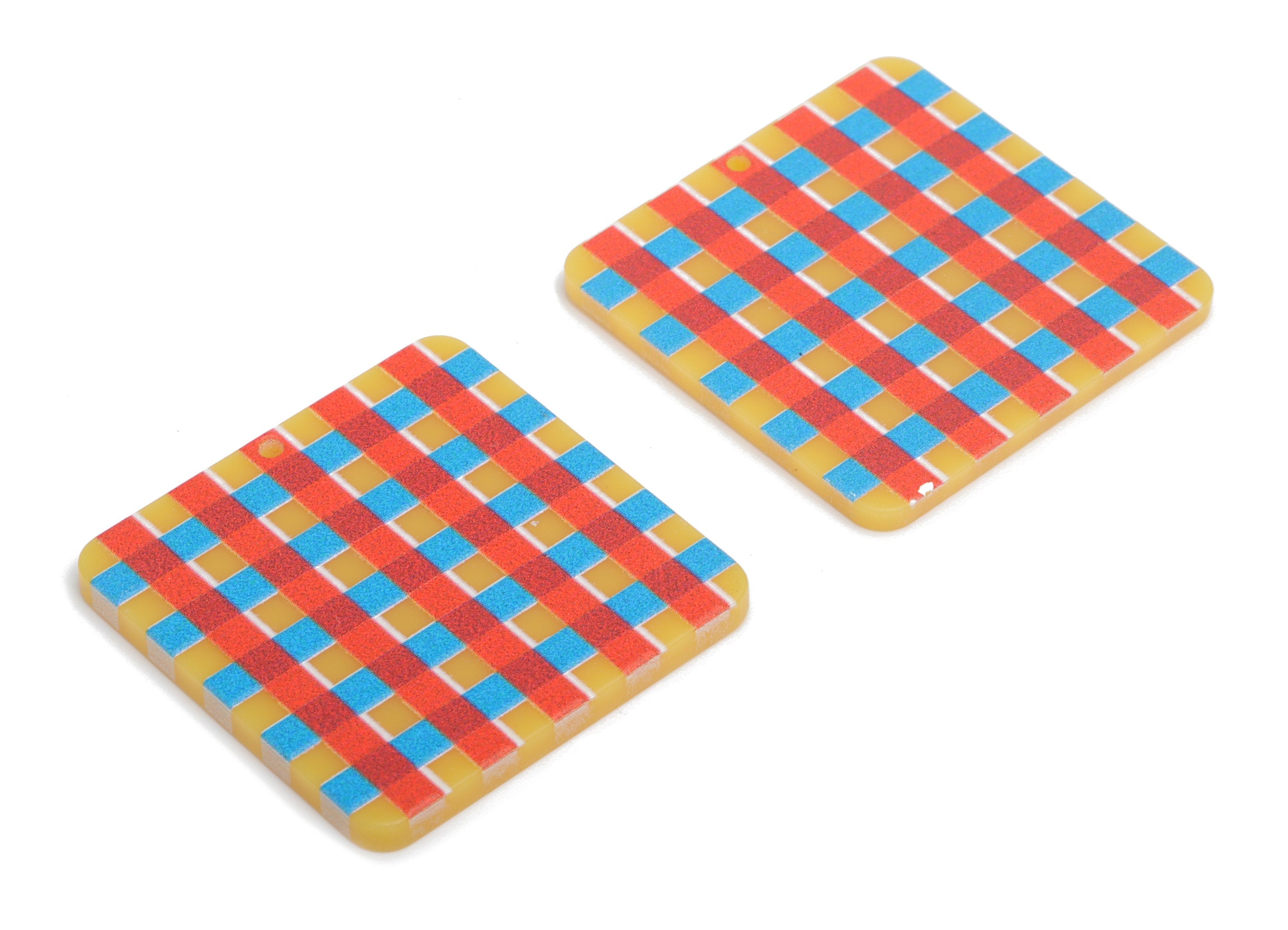 Acrylic Square Earring Charms - Acrylic Lattice Pendant - Jewelry Making Supplies - 34.63x34.63x2.62mm - AC2433A - DOMEDBAZAAR