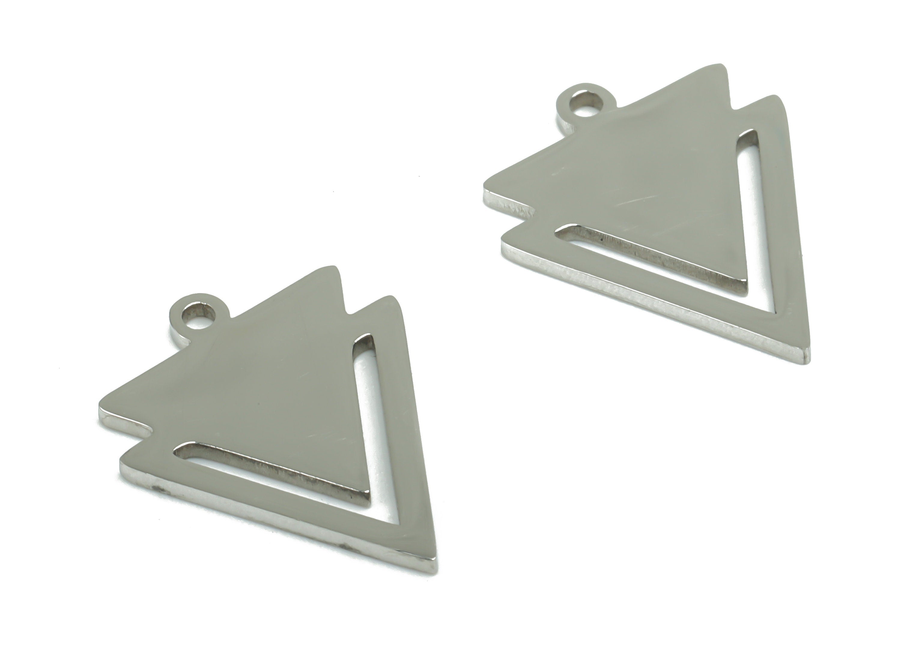 Stainless Steel Triangle Earring Charms - Stainless Steel Triangle Pendant - Jewelry Making Supplies - 15.57x12.4x0.85mm - SS1310 - DOMEDBAZAAR