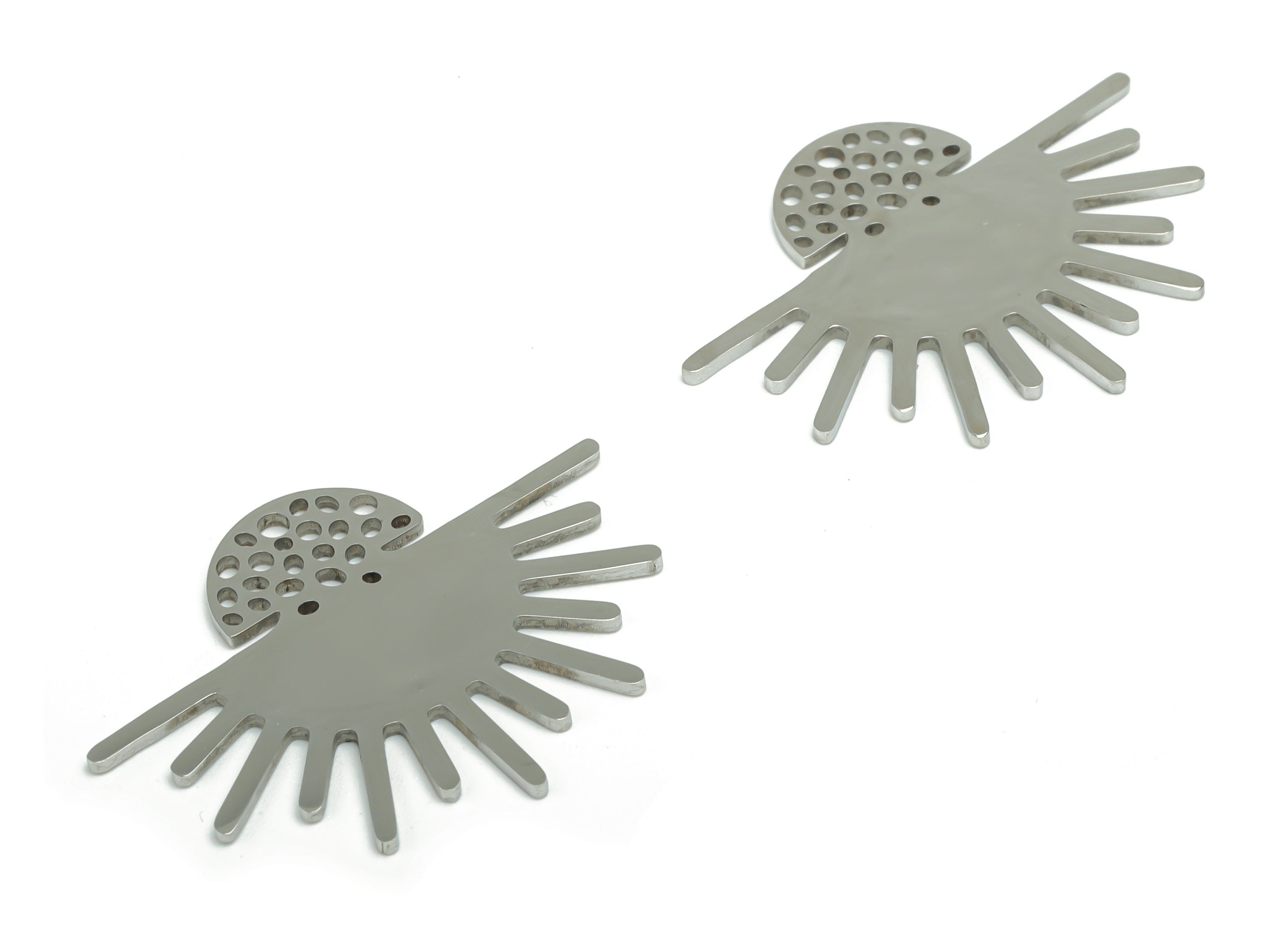 Stainless Steel Bubble Semicircle Sun Earring Charms - Stainless Steel Half Moon Sun Pendant - Jewelry Supplies - 29.87x22x0.95mm - SSZS0029 - DOMEDBAZAAR