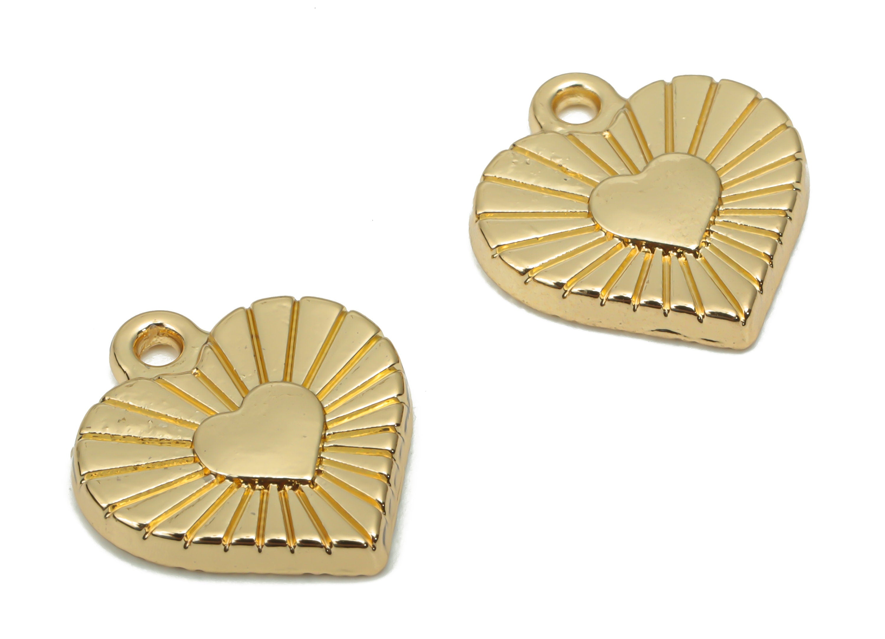 Zinc Alloy Heart Earring Charms - Alloy Heart Pendant - Gold Tone Plated Alloy - Jewelry Making Supplies - 17.1x15.42x2.5mm - ZZ1988 - DOMEDBAZAAR