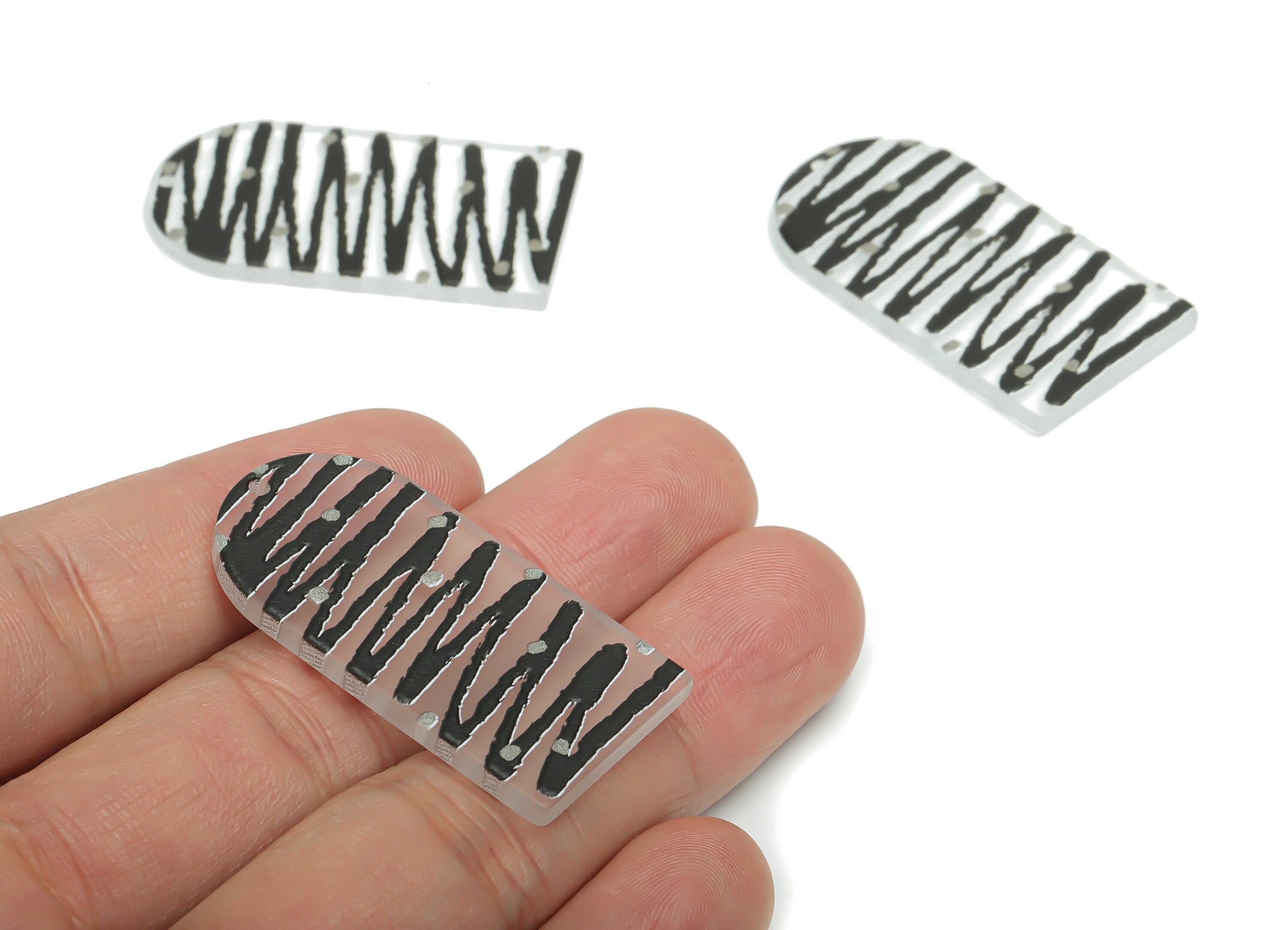 Acrylic Domed Wave Earring Charms - Acrylic D Wave Pendant - Jewelry Making Supplies - 39.25x20.96x2.28mm - AC2431B - DOMEDBAZAAR