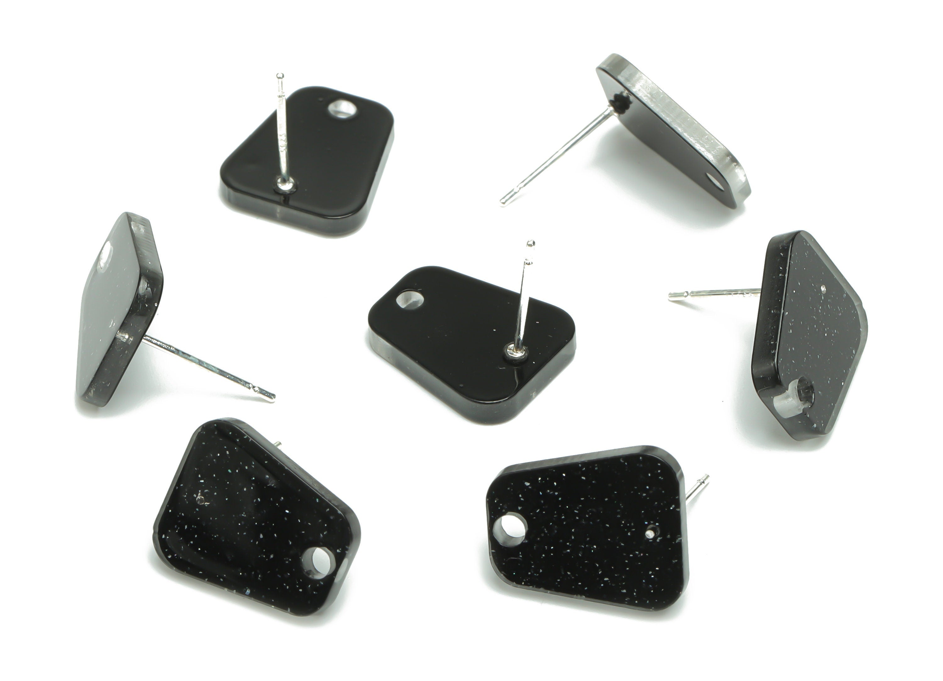 Acrylic Trapezoid Earring Stud – Acrylic Trapezoid Post - Silver Plated Cupronickel Stud - Jewelry Supplies - 14.63x12.18x2.25mm - AC2429C - DOMEDBAZAAR