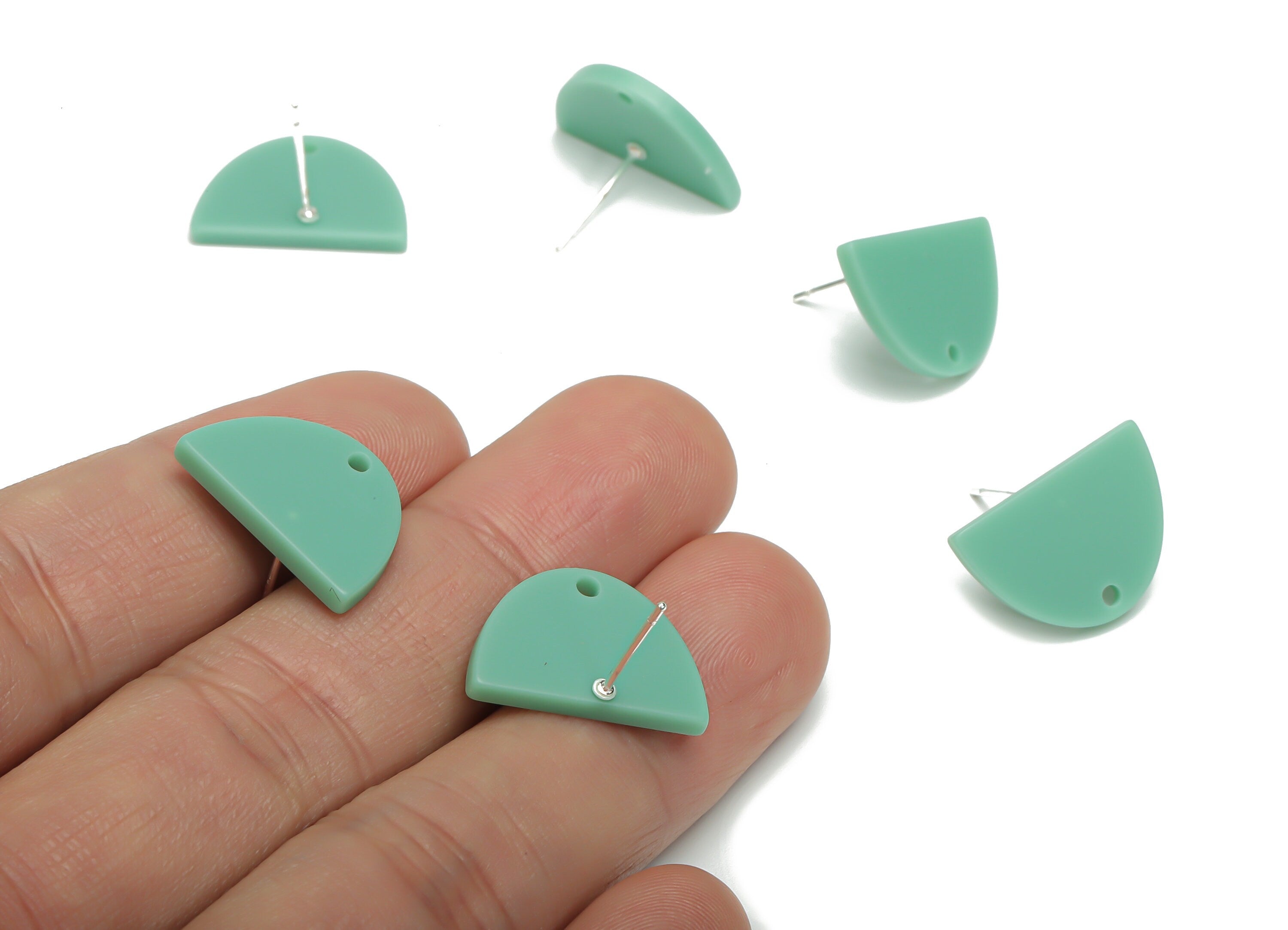 Acrylic Domed Earring Stud – Matte Acrylic D Earring Post - Silver Plated Cupronickel Stud - Jewelry Supplies - 16.61x16.51x2.12mm - AC2427C - DOMEDBAZAAR