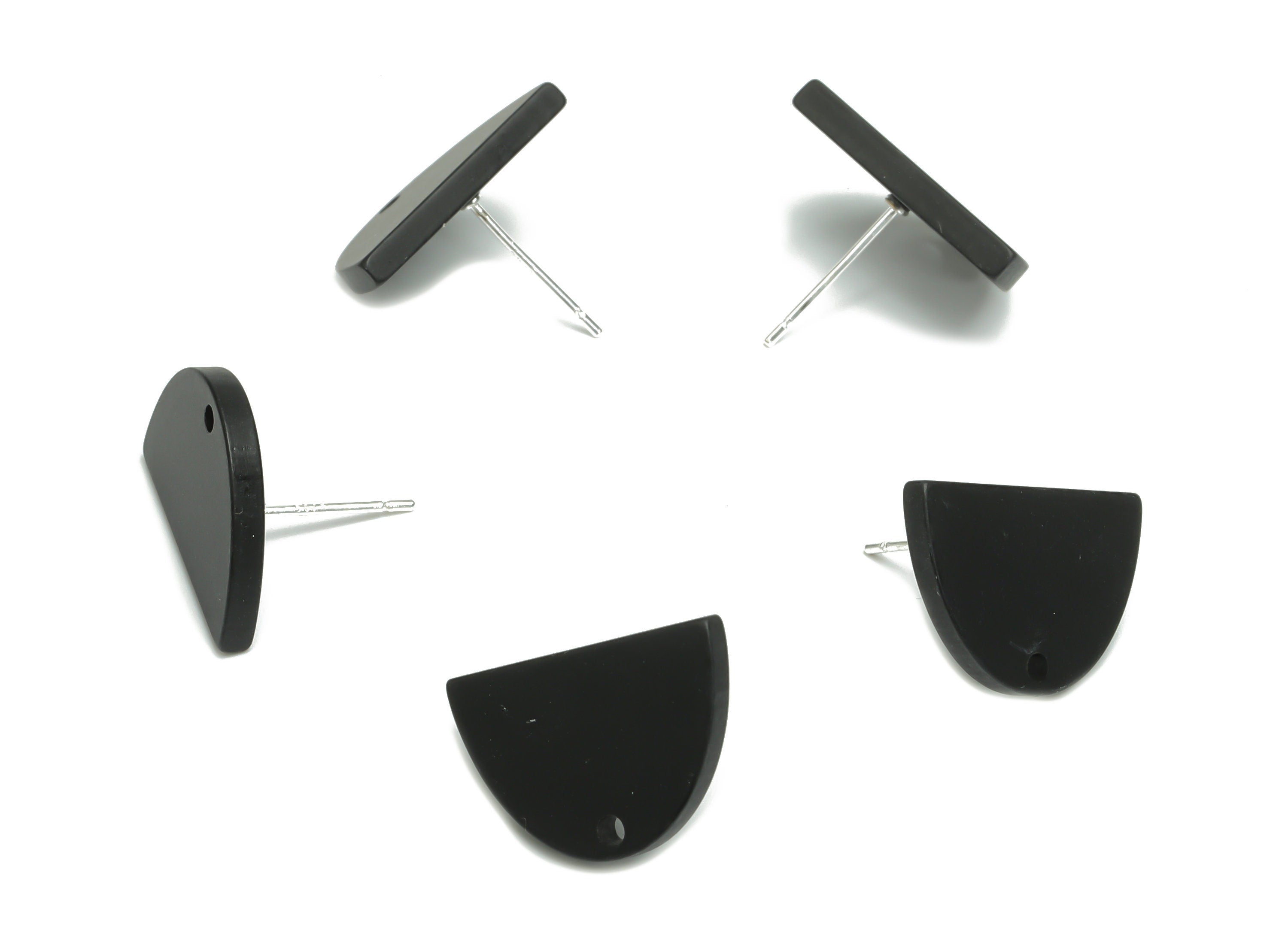 Acrylic Domed Earring Stud – Matte Acrylic D Earring Post - Silver Plated Cupronickel Stud - Jewelry Supplies - 16.61x16.51x2.12mm - AC2427D - DOMEDBAZAAR