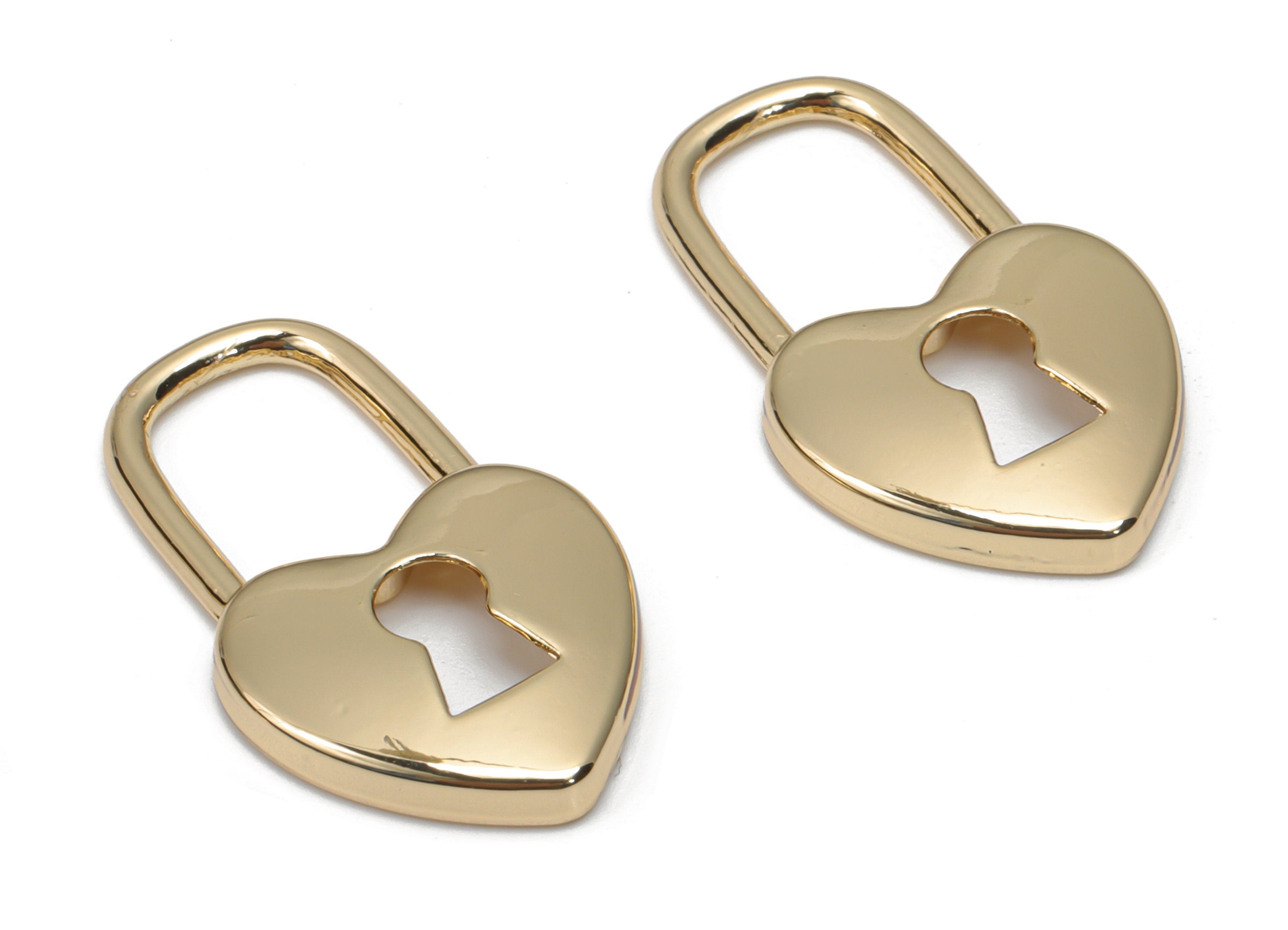 Zinc Alloy Heart Lock Earring Charms - Alloy Lock Pendant - Gold Tone Plated Alloy - Jewelry Making Supplies - 26.69x15.41x1.57mm - ZZ1992 - DOMEDBAZAAR