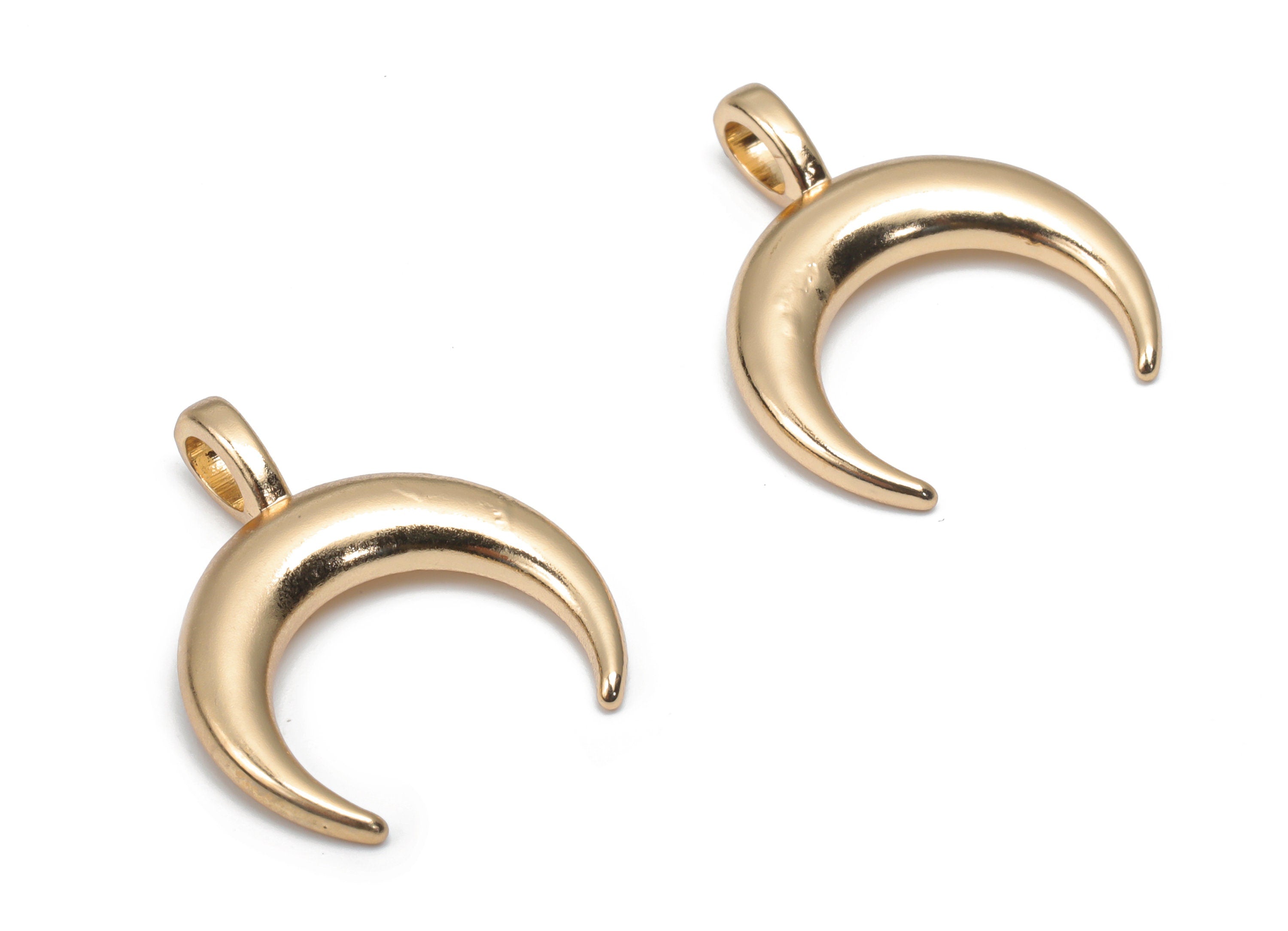 Alloy Crescent Earring Charms - Alloy Moon Pendant - Gold Tone Plated Alloy - Jewelry Making Supplies - 20.53x16.93x2.26mm - ZZ2009 - DOMEDBAZAAR