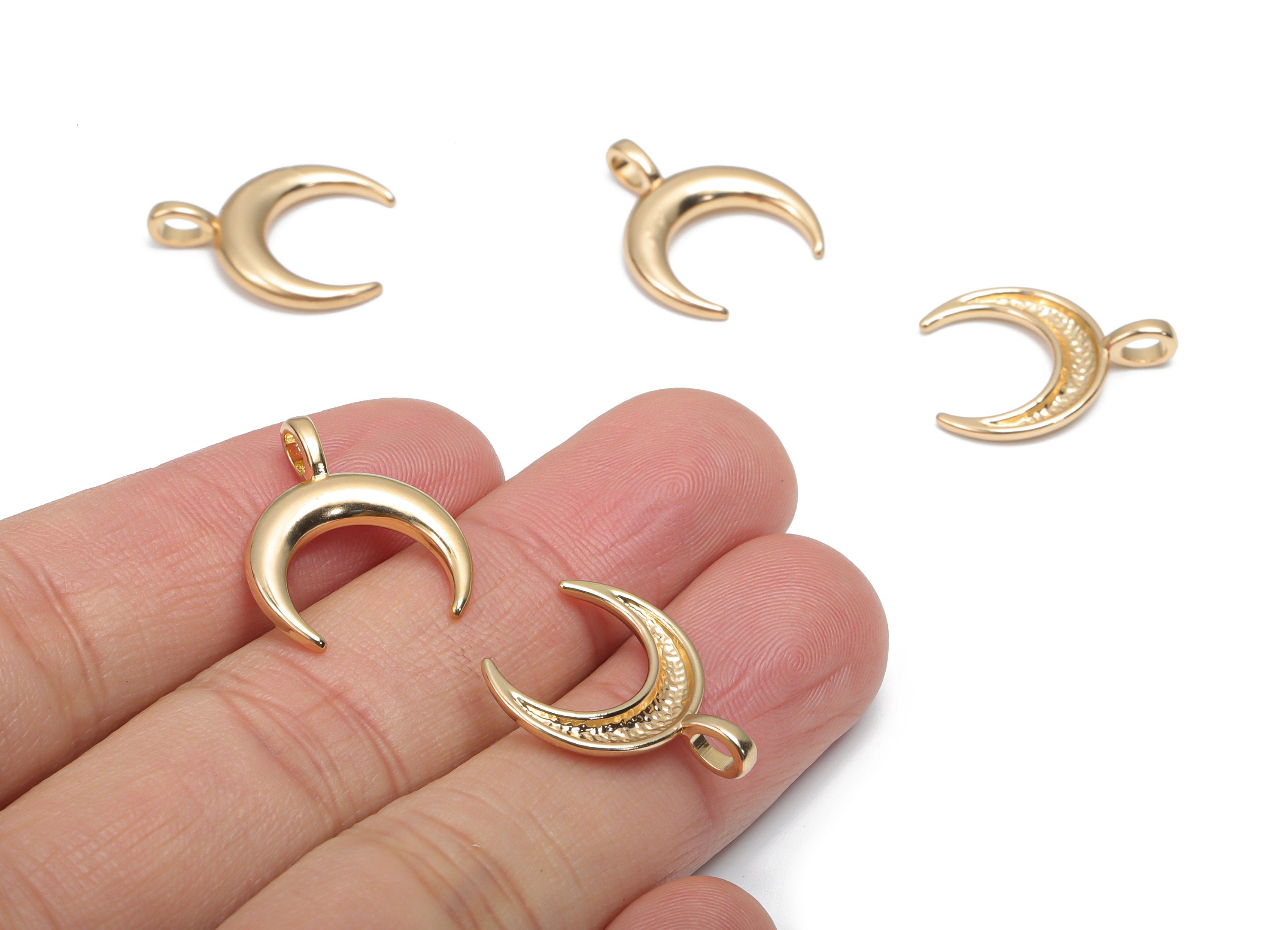 Alloy Crescent Earring Charms - Alloy Moon Pendant - Gold Tone Plated Alloy - Jewelry Making Supplies - 20.53x16.93x2.26mm - ZZ2009 - DOMEDBAZAAR