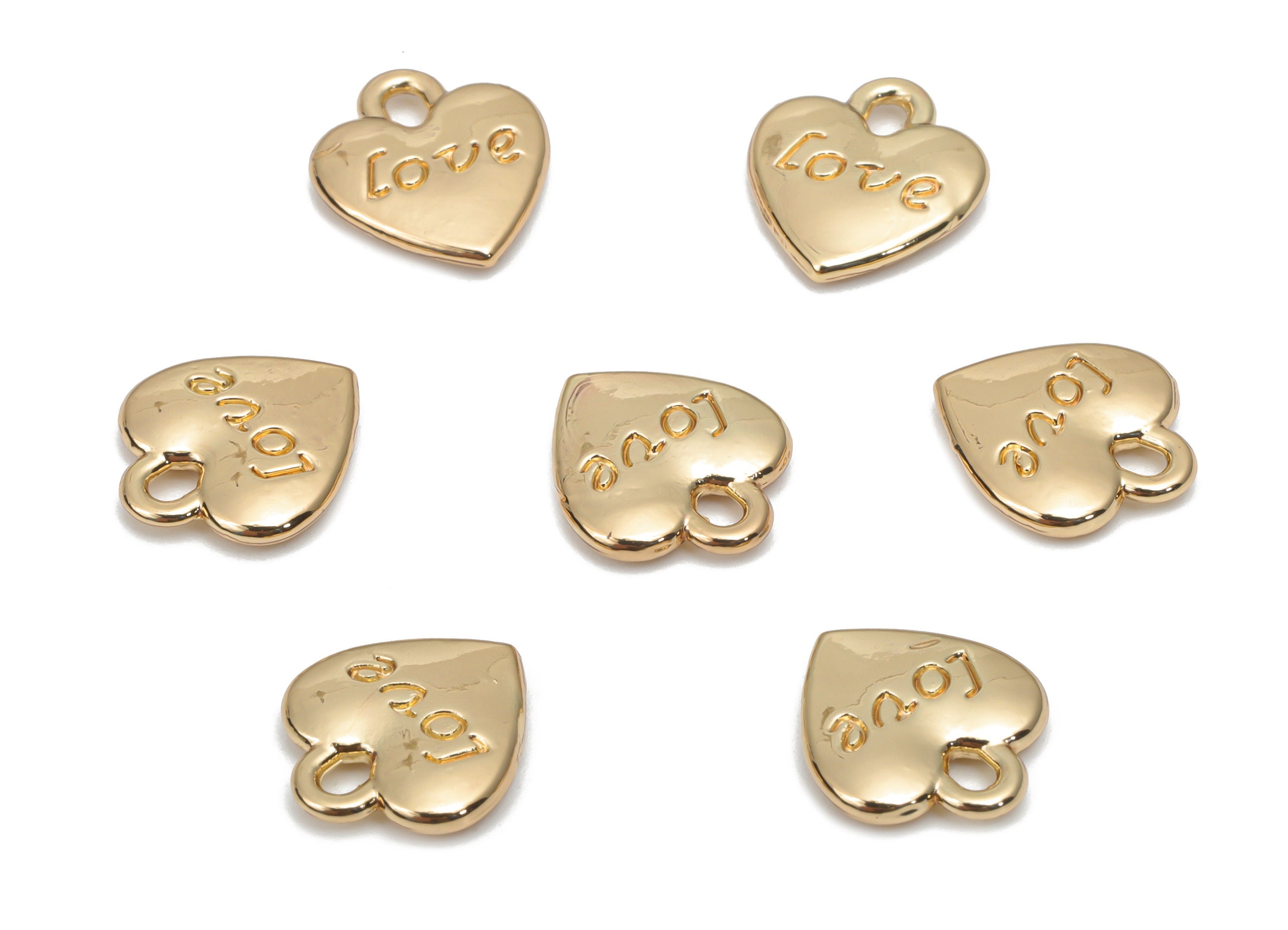 Zinc Alloy Heart Love Earring Charms - Alloy Heart Pendant - Gold Tone Plated Alloy - Jewelry Making Supplies - 11.34x9.98x1.92mm - ZZ1990 - DOMEDBAZAAR