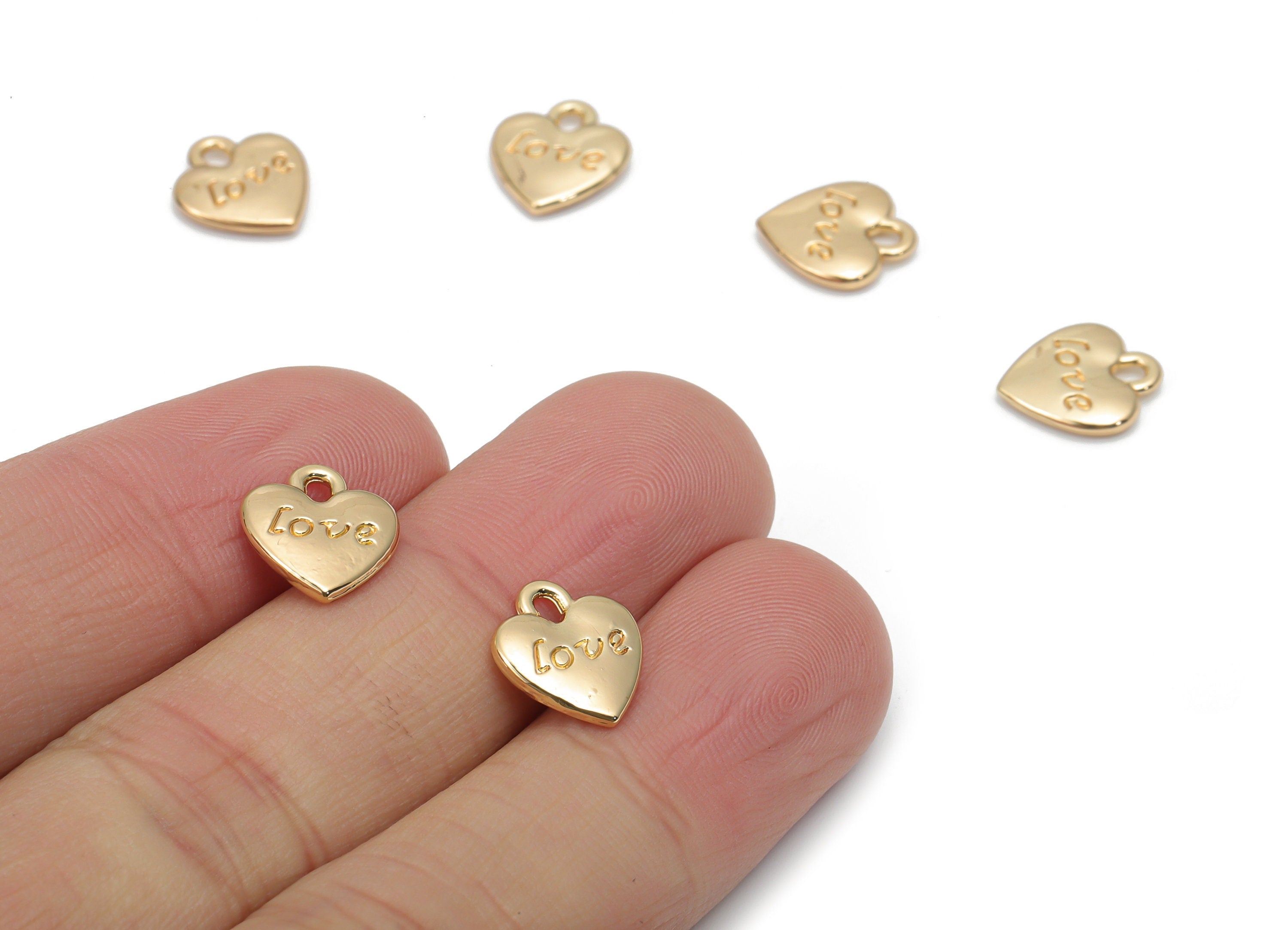 Zinc Alloy Heart Love Earring Charms - Alloy Heart Pendant - Gold Tone Plated Alloy - Jewelry Making Supplies - 11.34x9.98x1.92mm - ZZ1990 - DOMEDBAZAAR