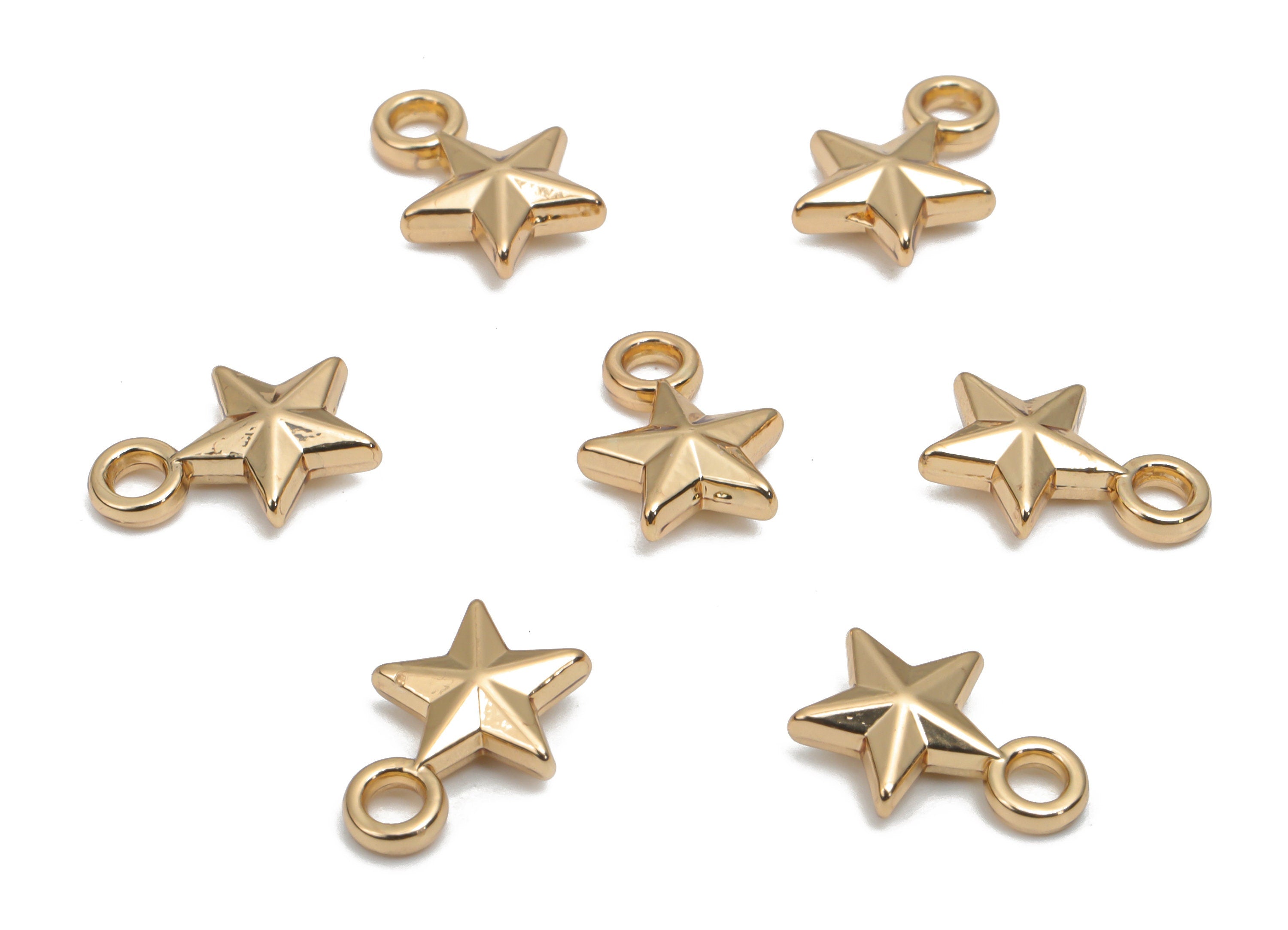 Alloy Star Earring Charms - Alloy Star Pendant - Gold Tone Plated Alloy - Jewelry Making Supplies - 10.96x7.72x3.05mm - ZZ2027 - DOMEDBAZAAR