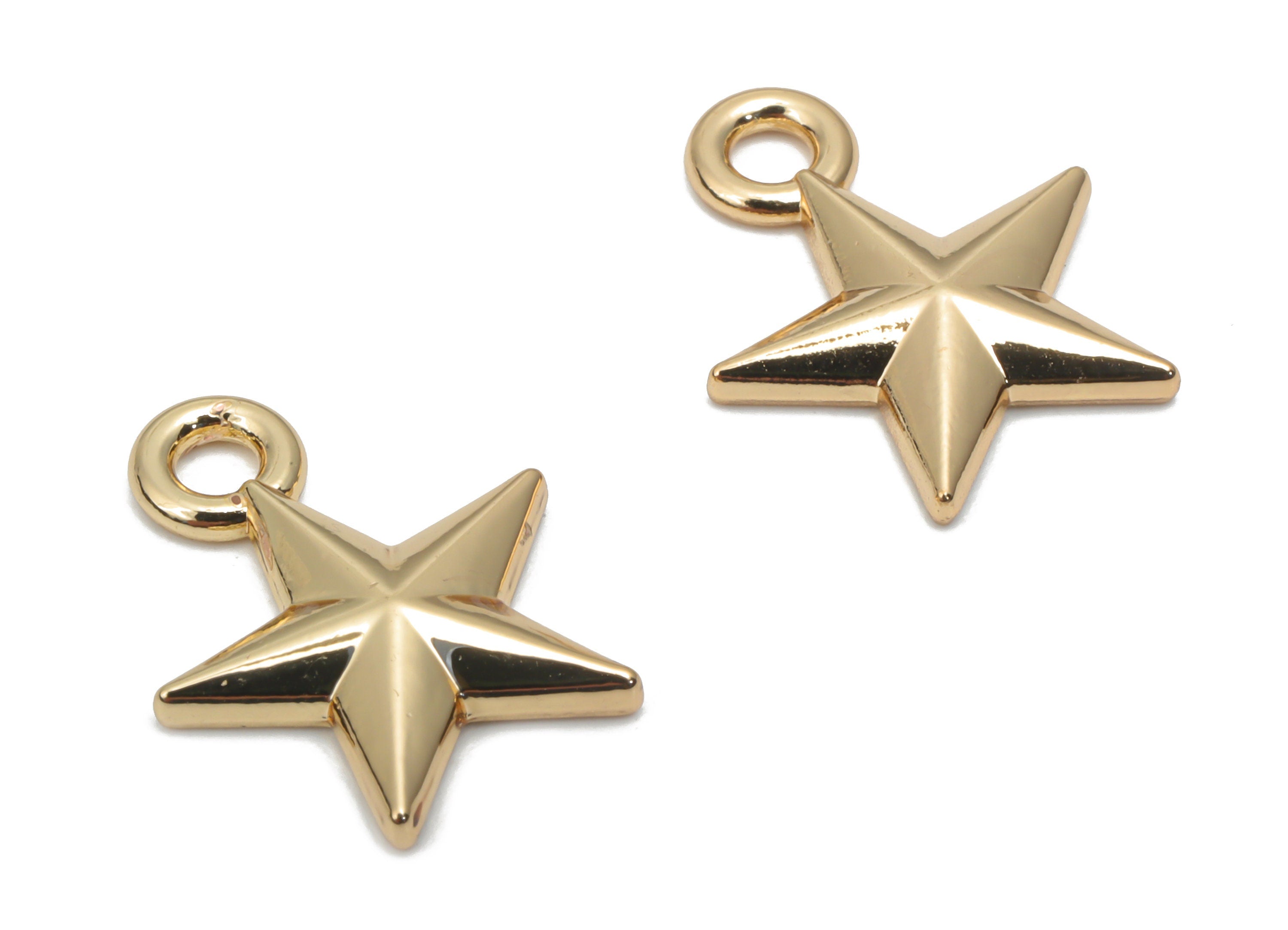 Alloy Star Earring Charms - Alloy Star Pendant - Gold Tone Plated Alloy - Jewelry Making Supplies - 16.52x13.55x2.52mm - ZZ2021 - DOMEDBAZAAR
