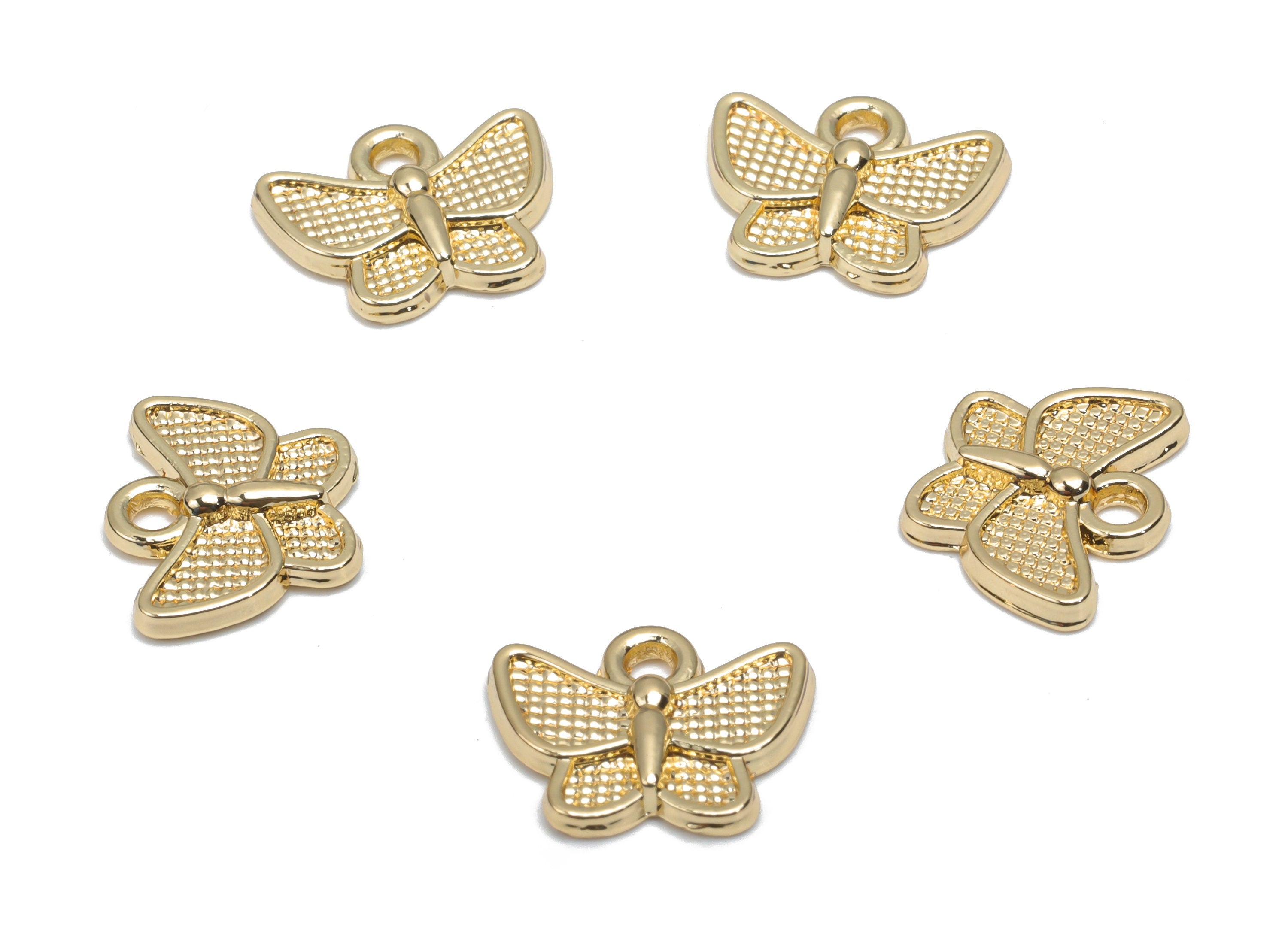 Zinc Alloy Butterfly Earring Charms - Alloy Butterfly Pendant - Gold Tone Plated Alloy - Jewelry Making Supplies - 15.06x11.8x2.1mm - ZZ1981 - DOMEDBAZAAR