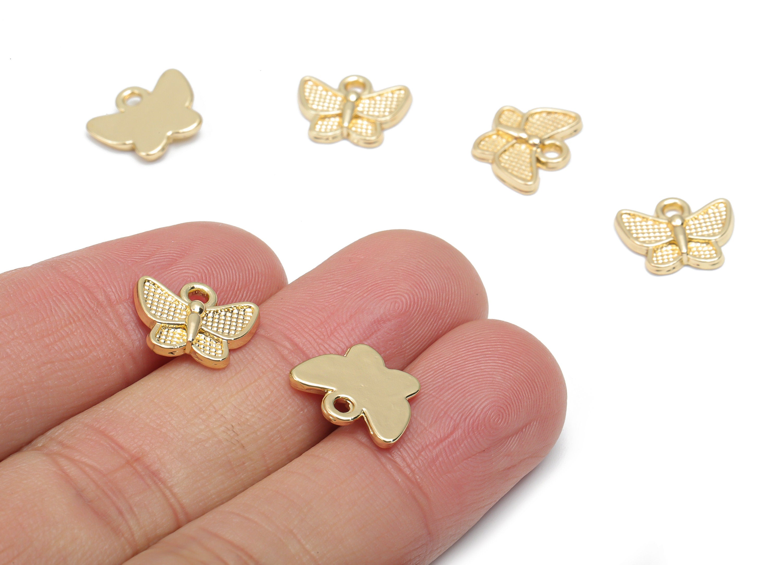 Zinc Alloy Butterfly Earring Charms - Alloy Butterfly Pendant - Gold Tone Plated Alloy - Jewelry Making Supplies - 15.06x11.8x2.1mm - ZZ1981 - DOMEDBAZAAR