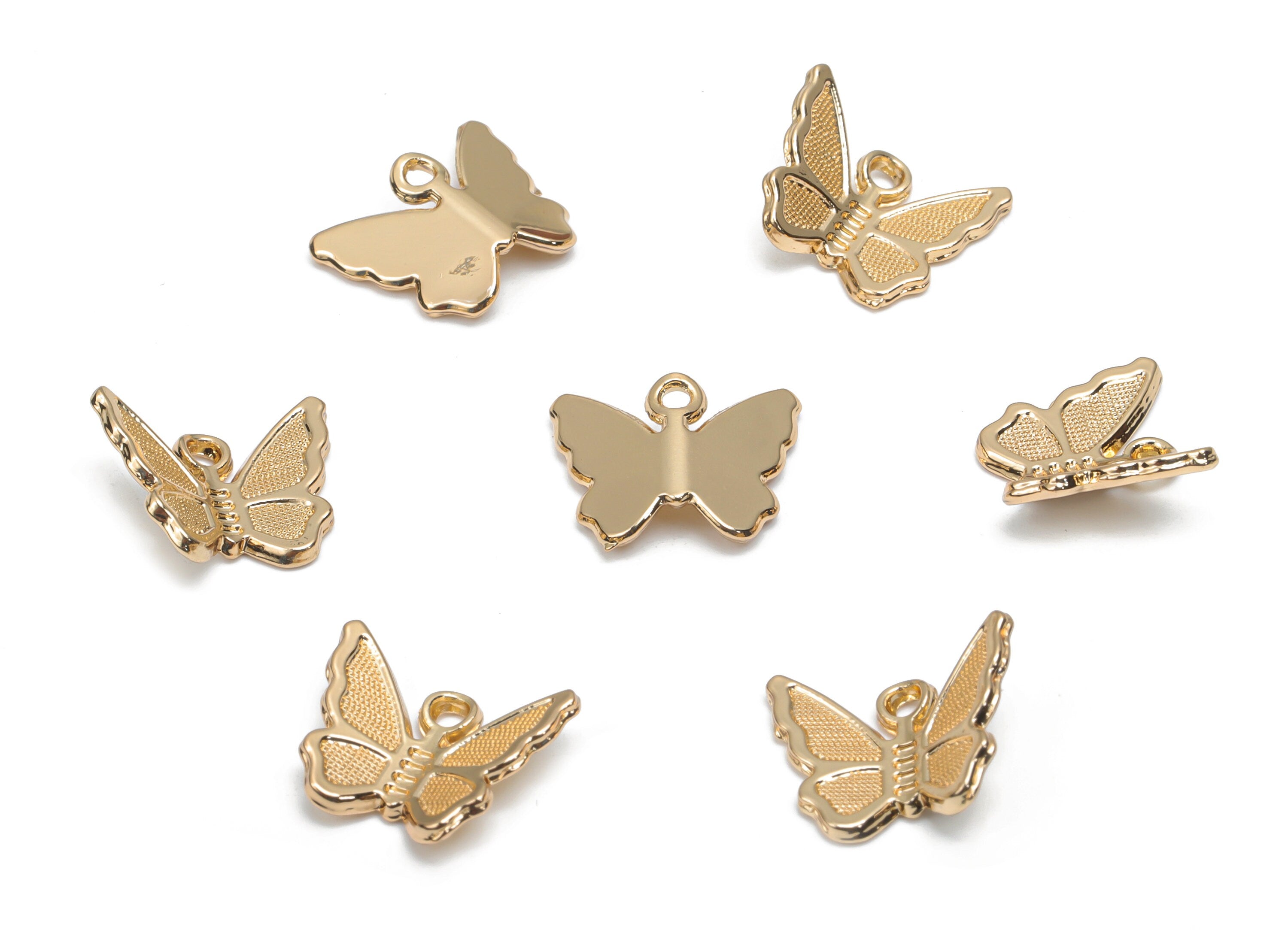 Alloy Butterfly Earring Charms - Alloy Butterfly Pendant - Gold Tone Plated Alloy - Jewelry Making Supplies - 13.46x11.13x1.23mm - ZZ2029 - DOMEDBAZAAR