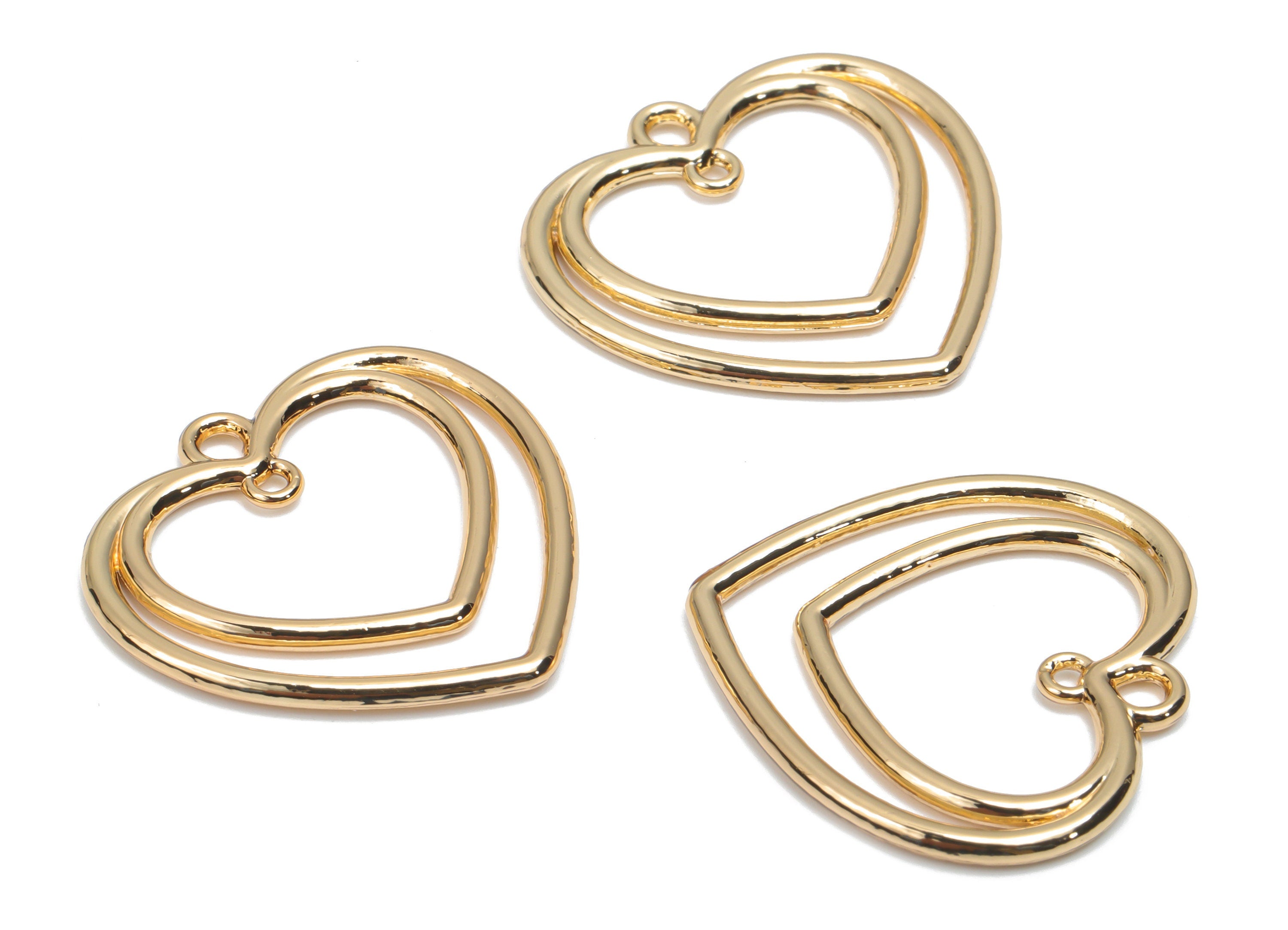 Zinc Alloy Heart Earring Connector - Alloy Heart Charms and Pendant - Gold Tone Plated Alloy - Jewelry Supplies - 25.58x24.65x1.7mm - ZZ1984 - DOMEDBAZAAR