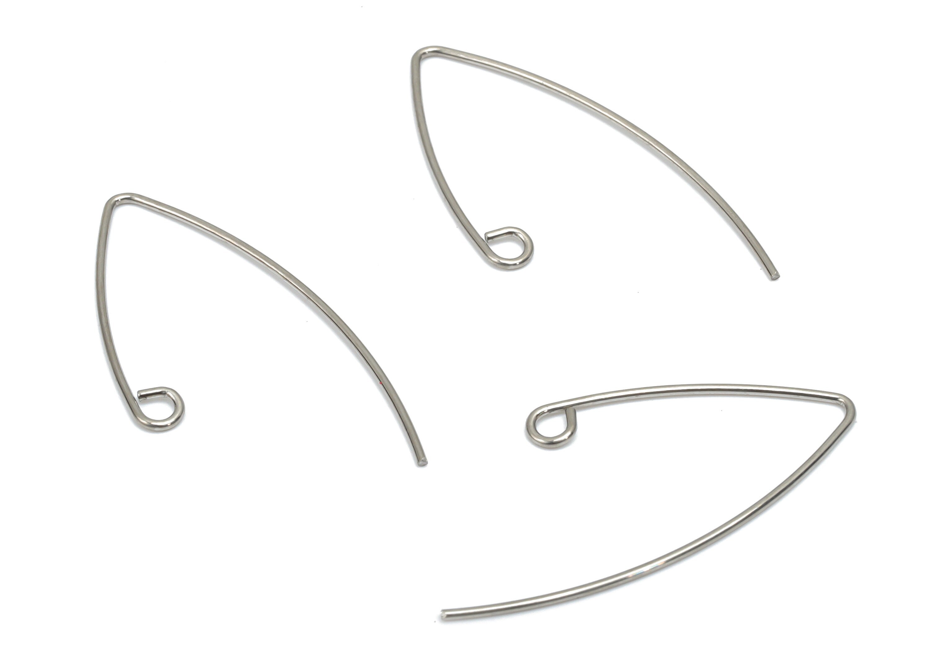 Stainless Steel V Earring Wire - Stainless Steel V Ear Wire - Earring Findings - Jewelry Making Supplies - 31.22x14.56x0.64mm - SS1311 - DOMEDBAZAAR