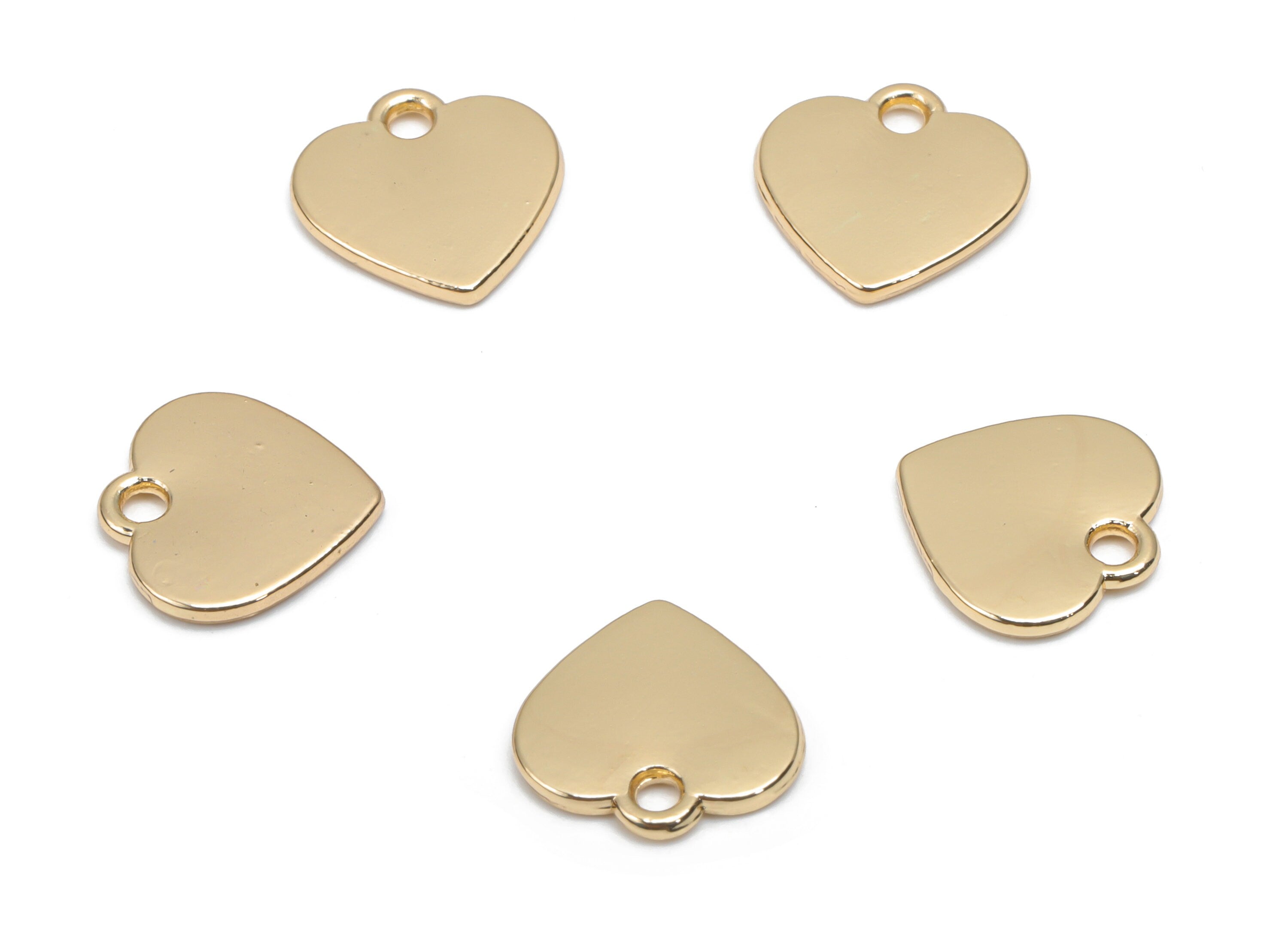 Alloy Heart Earring Charms - Alloy Heart Pendant - Gold Tone Plated Alloy - Jewelry Making Supplies - 10.16x10.09x1.17mm - ZZ2004 - DOMEDBAZAAR