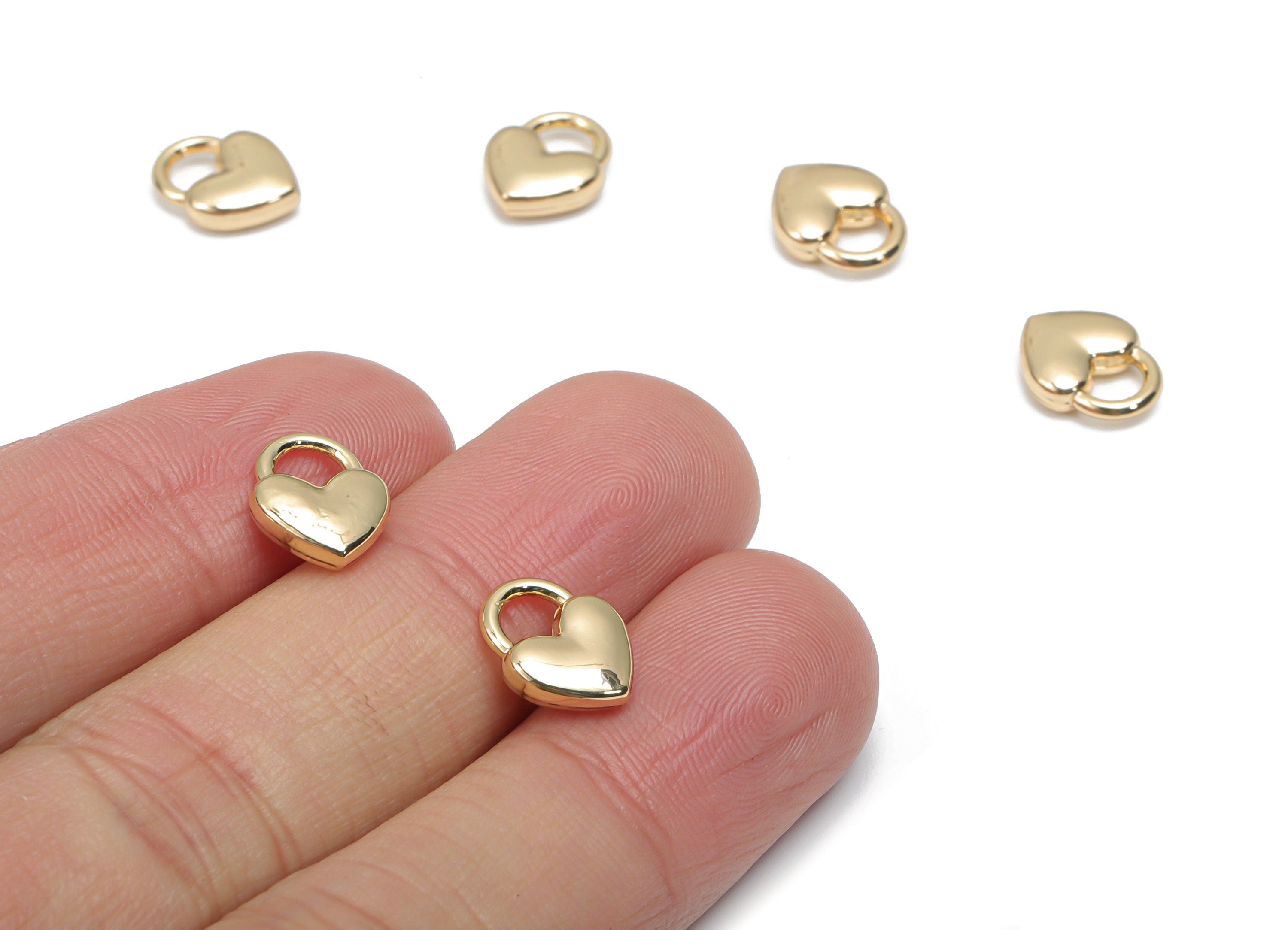 Zinc Alloy Heart Earring Charms - Alloy Heart Pendant - Gold Tone Plated Alloy - Jewelry Making Supplies - 11.01x8.85x3.03mm - ZZ2002 - DOMEDBAZAAR