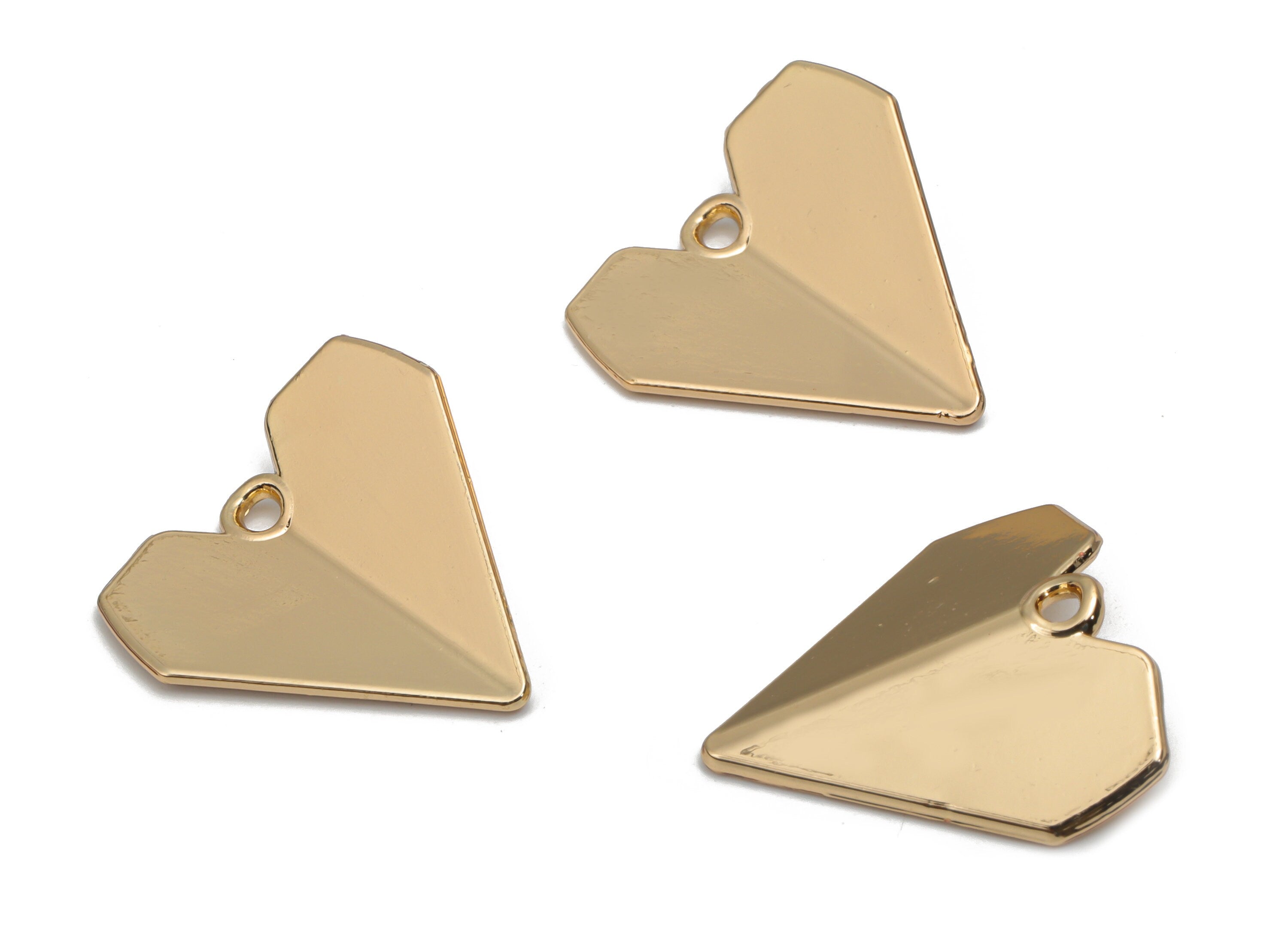 Alloy Heart Earring Charms - Alloy Heart Pendant - Gold Tone Plated Alloy - Jewelry Making Supplies - 20.2x19.08x1.08mm - ZZ2006 - DOMEDBAZAAR
