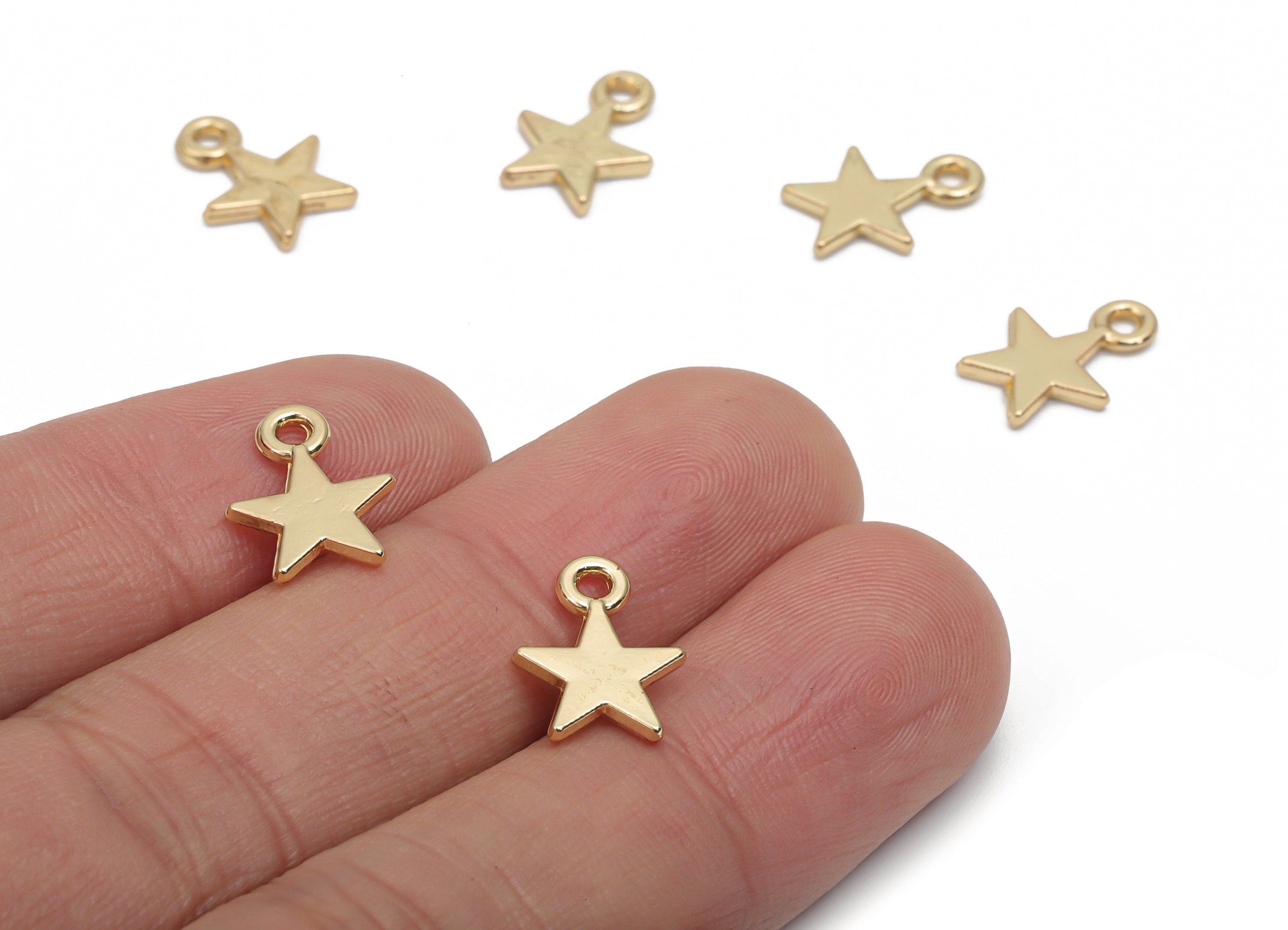 Alloy Star Earring Charms - Alloy Star Pendant - Gold Tone Plated Alloy - Jewelry Making Supplies - 12.97x9.67x1.46mm - ZZ2020 - DOMEDBAZAAR