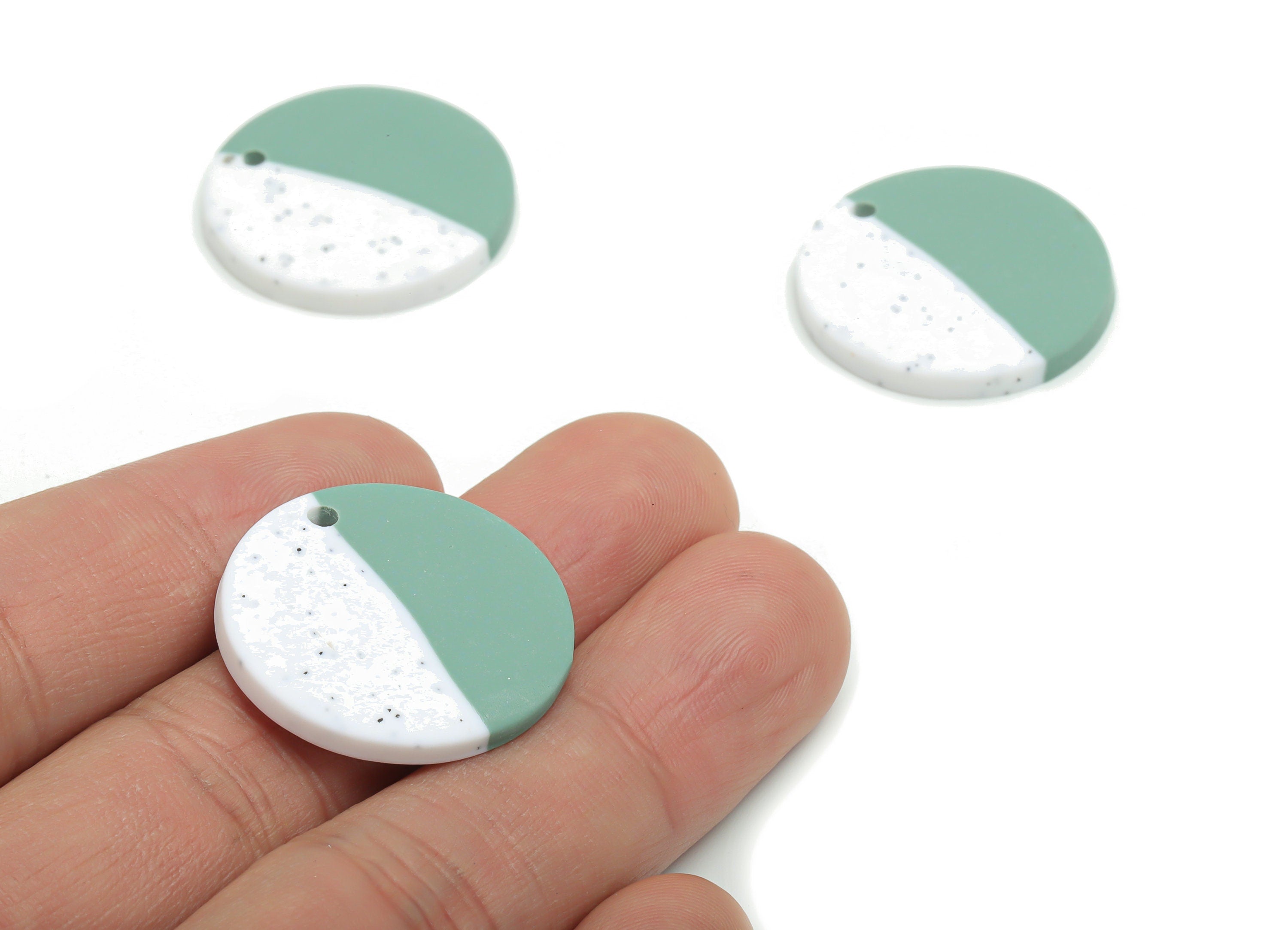 PolymerClay Round Earring Charms - PolymerClay Circle Pandant - Earring Findings - Jewelry Handmade - 25.61x24.85x4.9mm - PC2294D - DOMEDBAZAAR