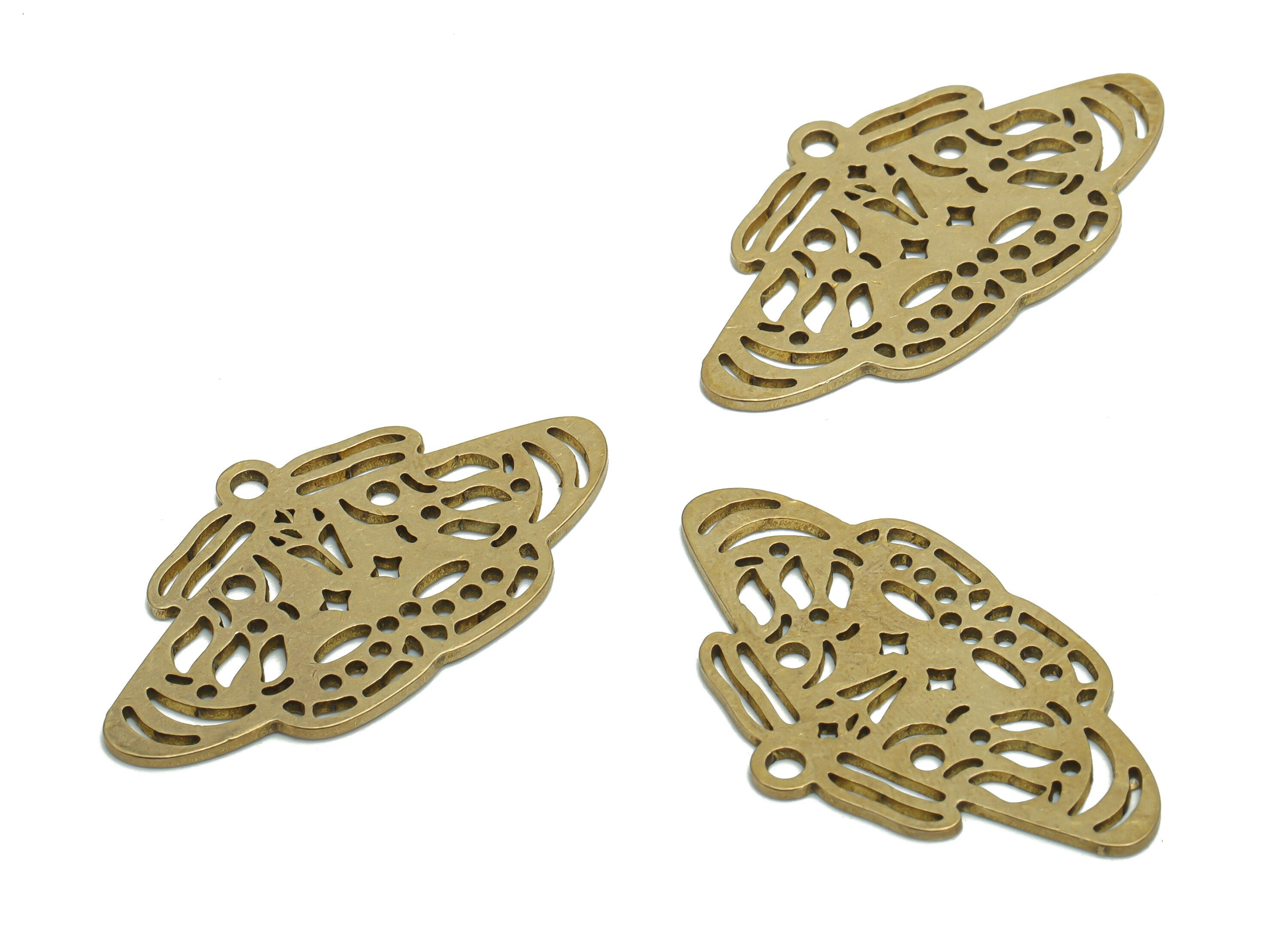 Brass Moth Planet Crescent Earring Charms - Raw Brass Moth Moon Star Pendant - DIY Jewelry Making Supplies - 34.79x19.49x0.87mm - PPA2381 - DOMEDBAZAAR