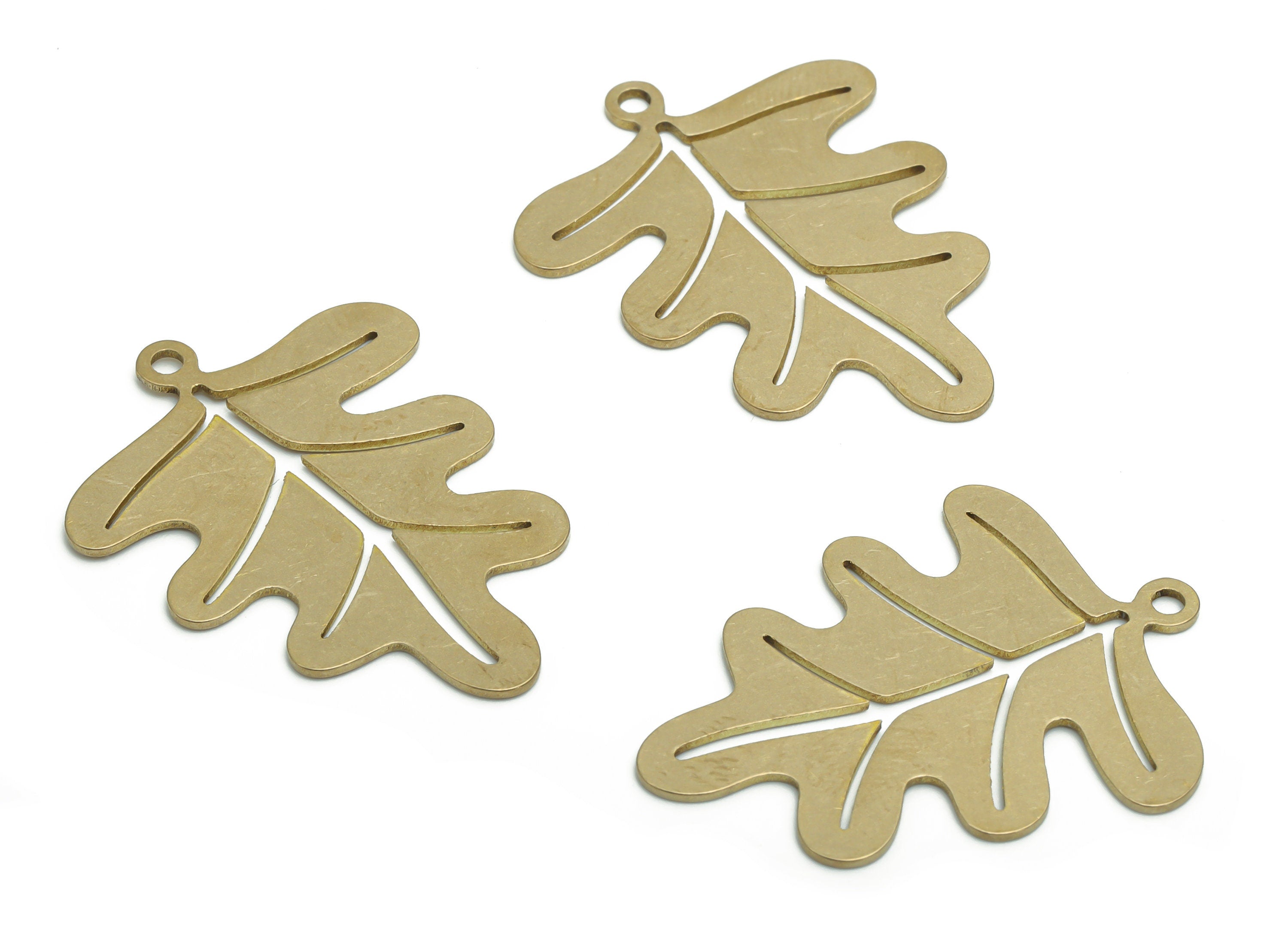 Brass Monstera Earring Charms - Raw Brass Rib Nervure Leaf Pendant - DIY Jewelry Making Supplies - 34.57x26.42x0.76mm - PPA1819 - DOMEDBAZAAR