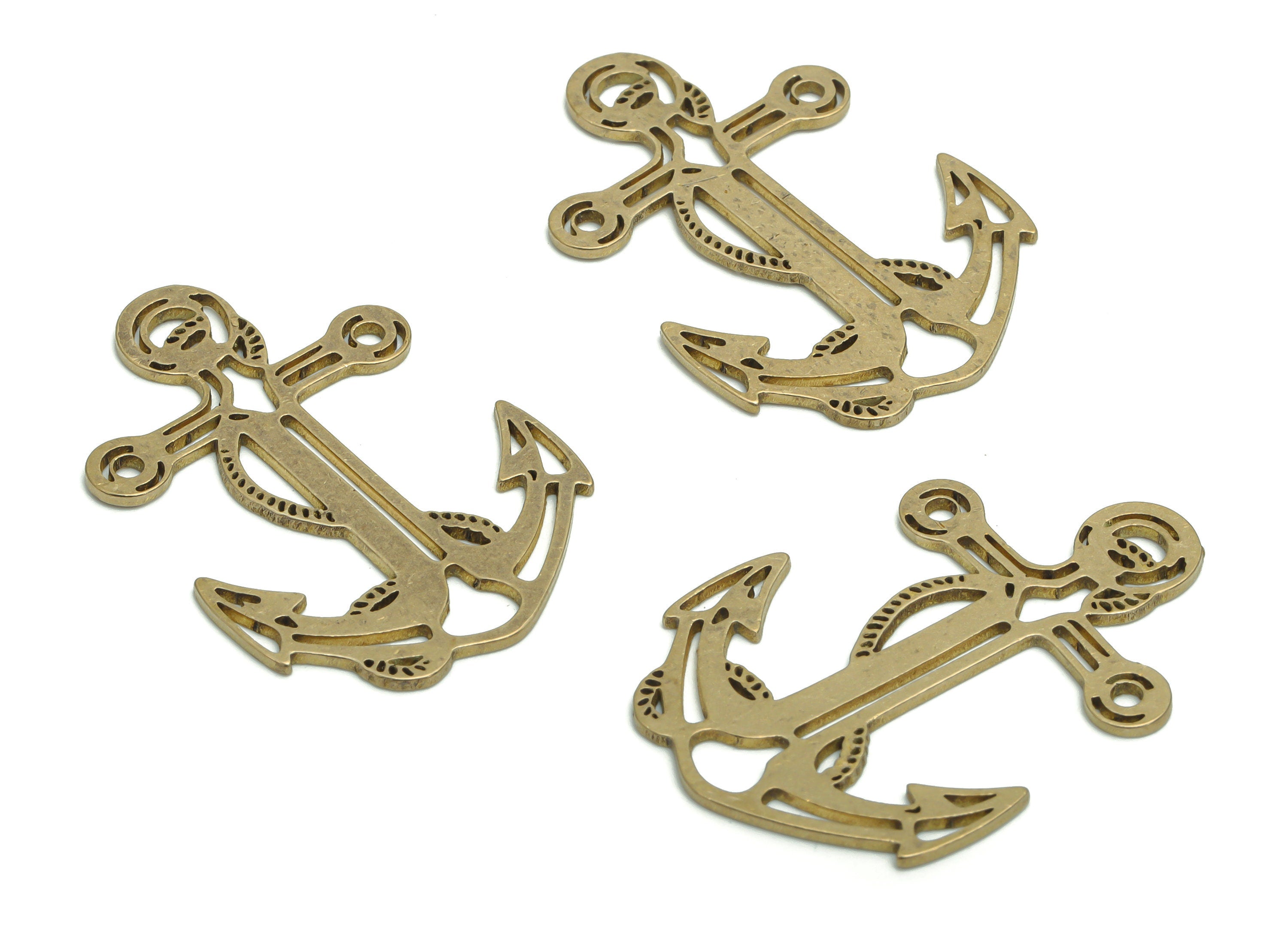 Brass Cross Anchor Earring Charms - Raw Brass Anchor Cross Pendant - DIY Jewelry Making Supplies - 34.76x23.75x0.87mm - PPA2088 - DOMEDBAZAAR