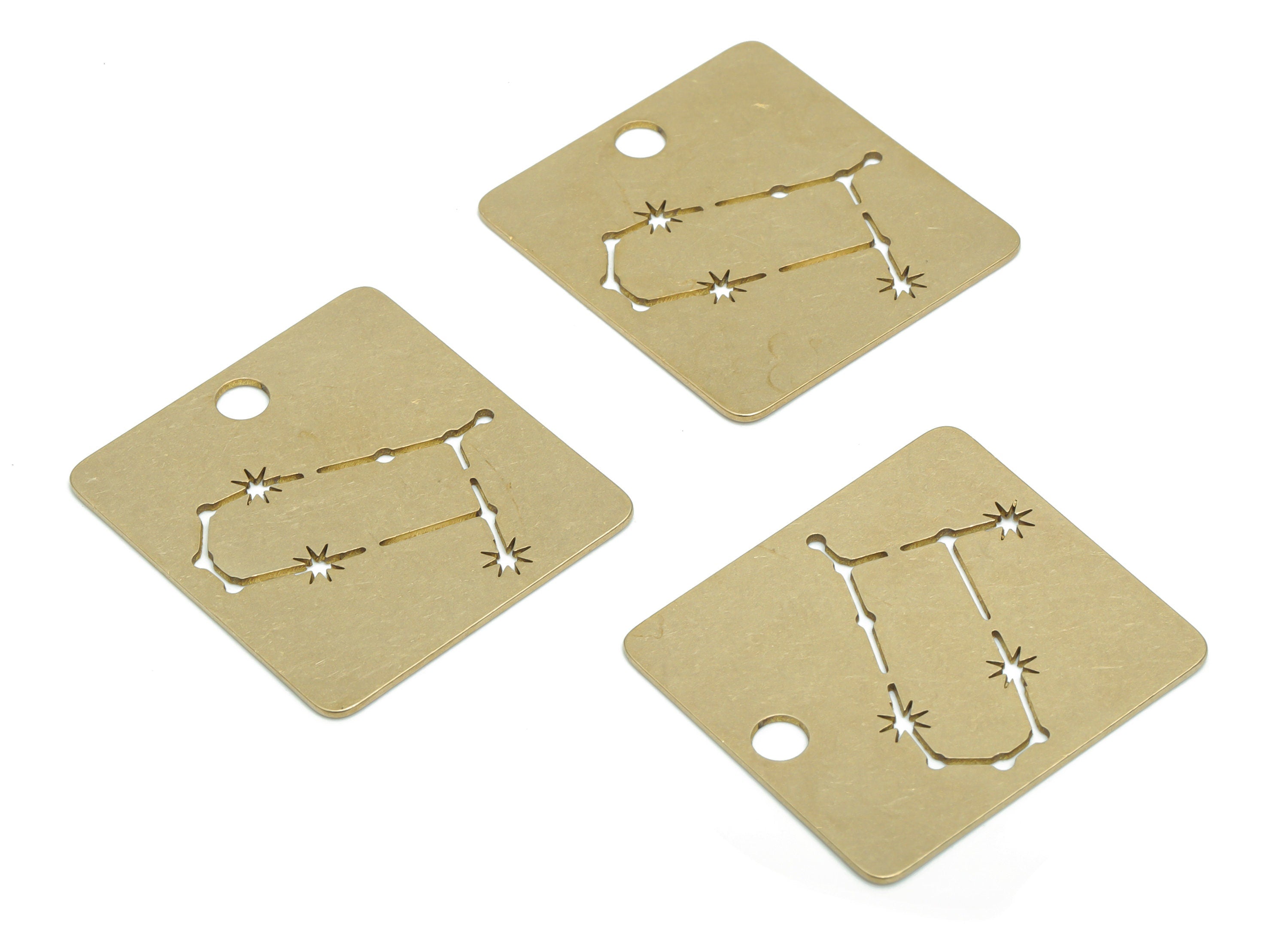 Brass Square Planet Star Map Earring Charms - Raw Brass Constellation Star Pendant - Jewelry Making Supplies - 29.69x27.28x0.65mm - PPA2141 - DOMEDBAZAAR