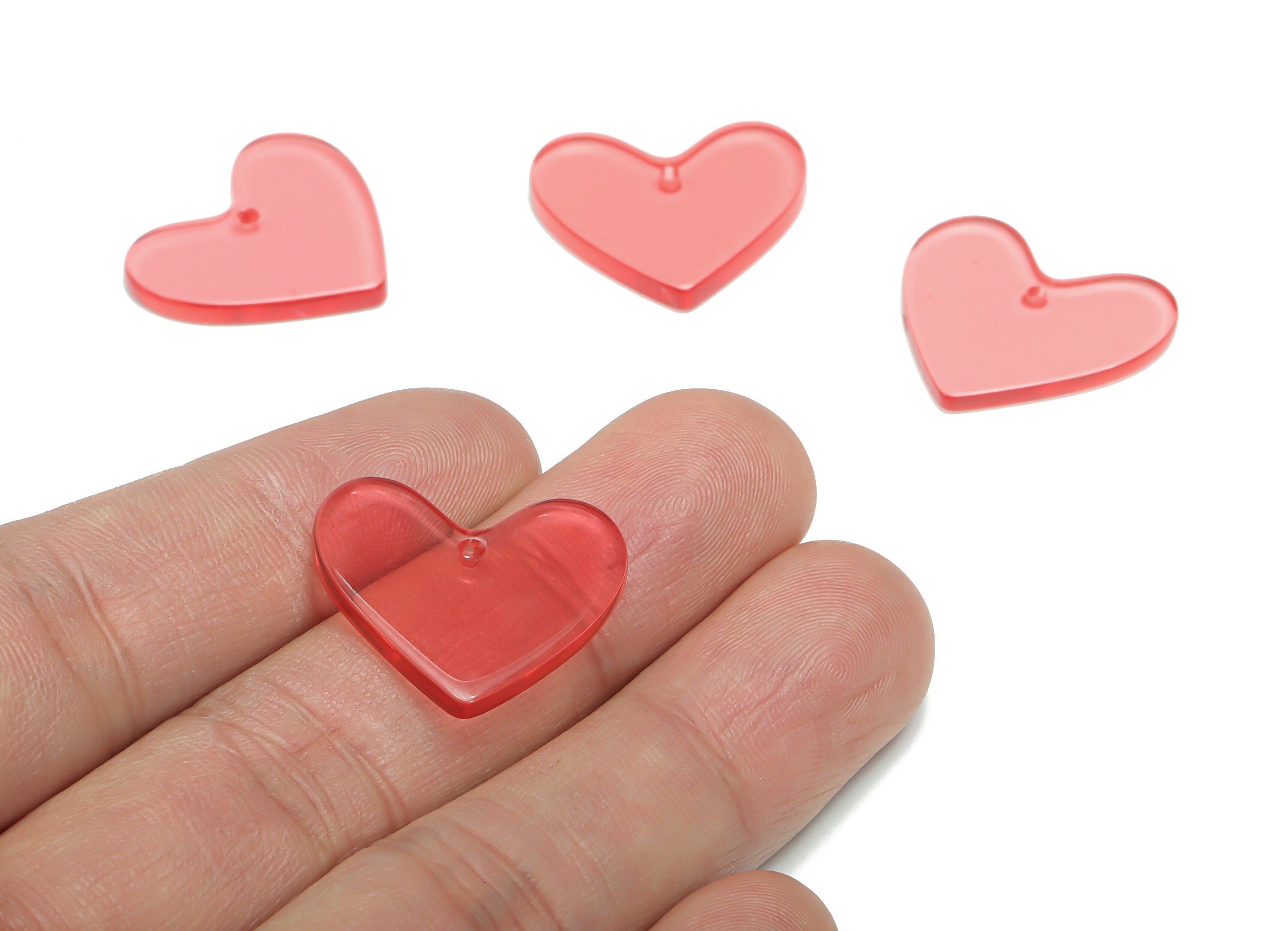 Acrylic Mini Heart Earring Charms - Acrylic Heart Pendant - Jewelry Making Supplies - Color Code: A69 - 23.39x20.7x2.18mm - AC1036-A69 - DOMEDBAZAAR