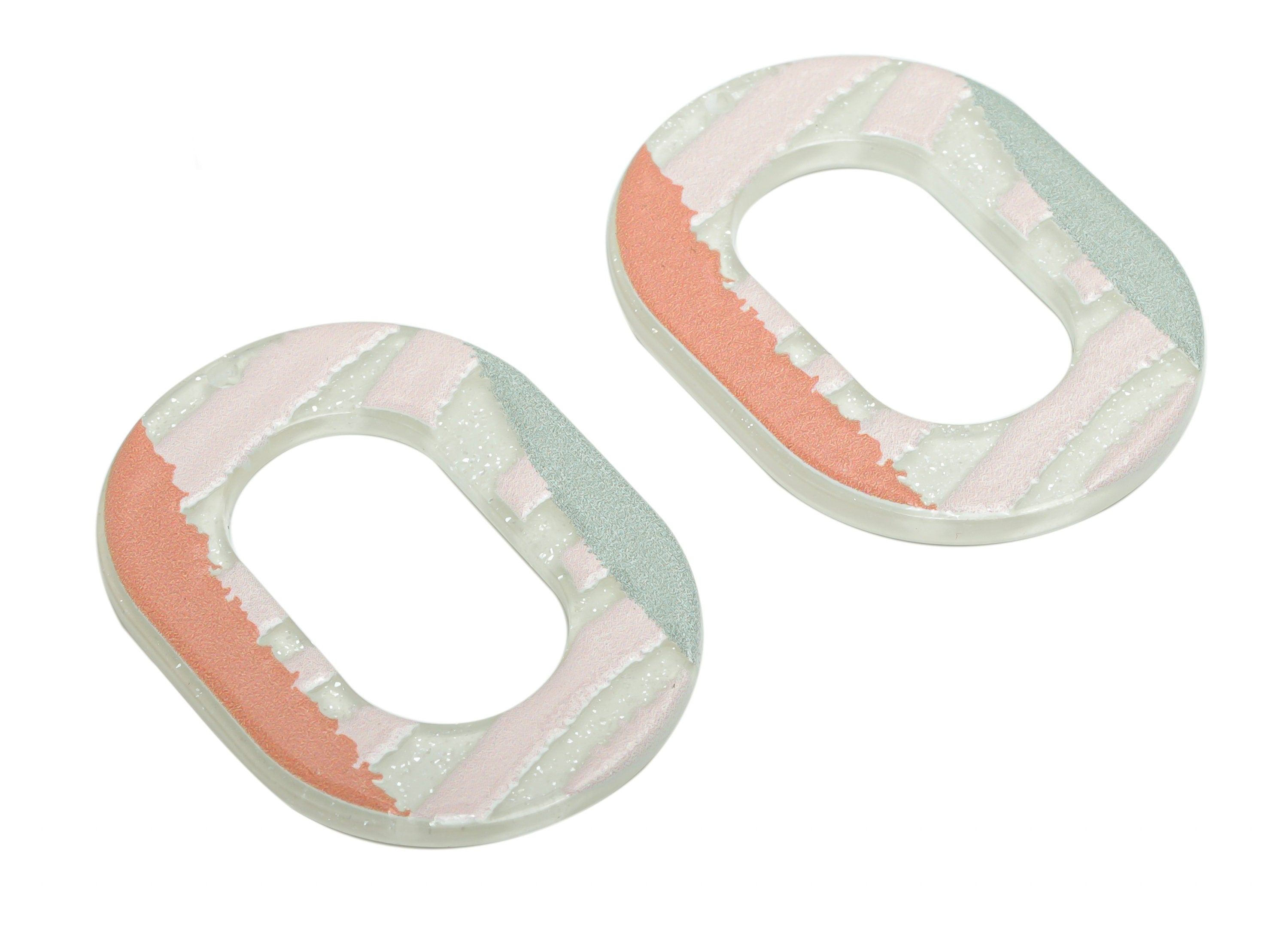 Acrylic Oval Hoop Painting Earring Charms - Acrylic Painting Oval Pendant - Printing Textured - Jewelry Supplies - 39.2x27.9x2.3mm - AC2454E - DOMEDBAZAAR