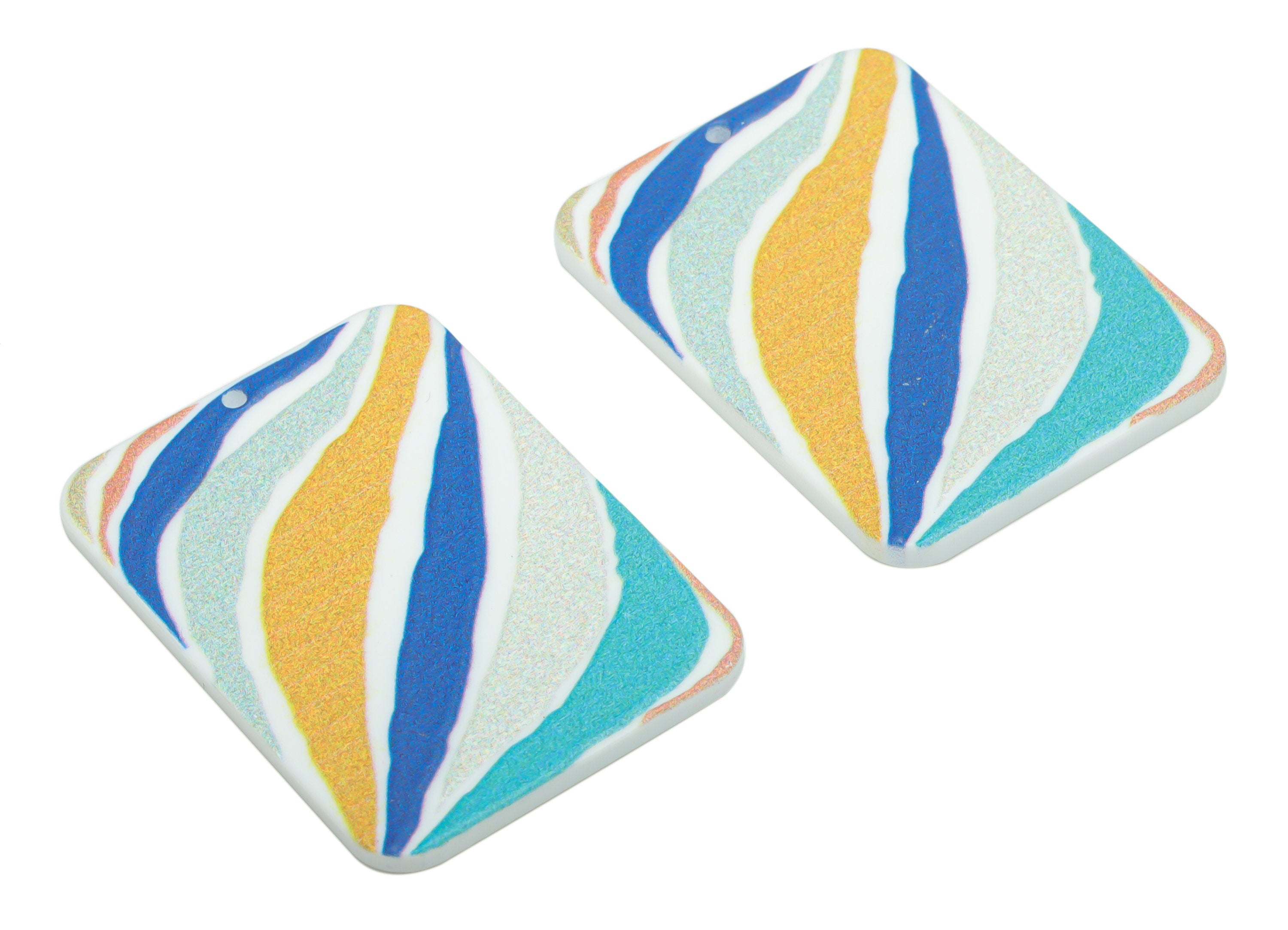 Acrylic Rectangle Painted Earring Charms - Acrylic Painted Rectangle Pendant - Printing Textured - Jewelry Supplies - 41.6x29.5x2.5mm-AC2461 - DOMEDBAZAAR