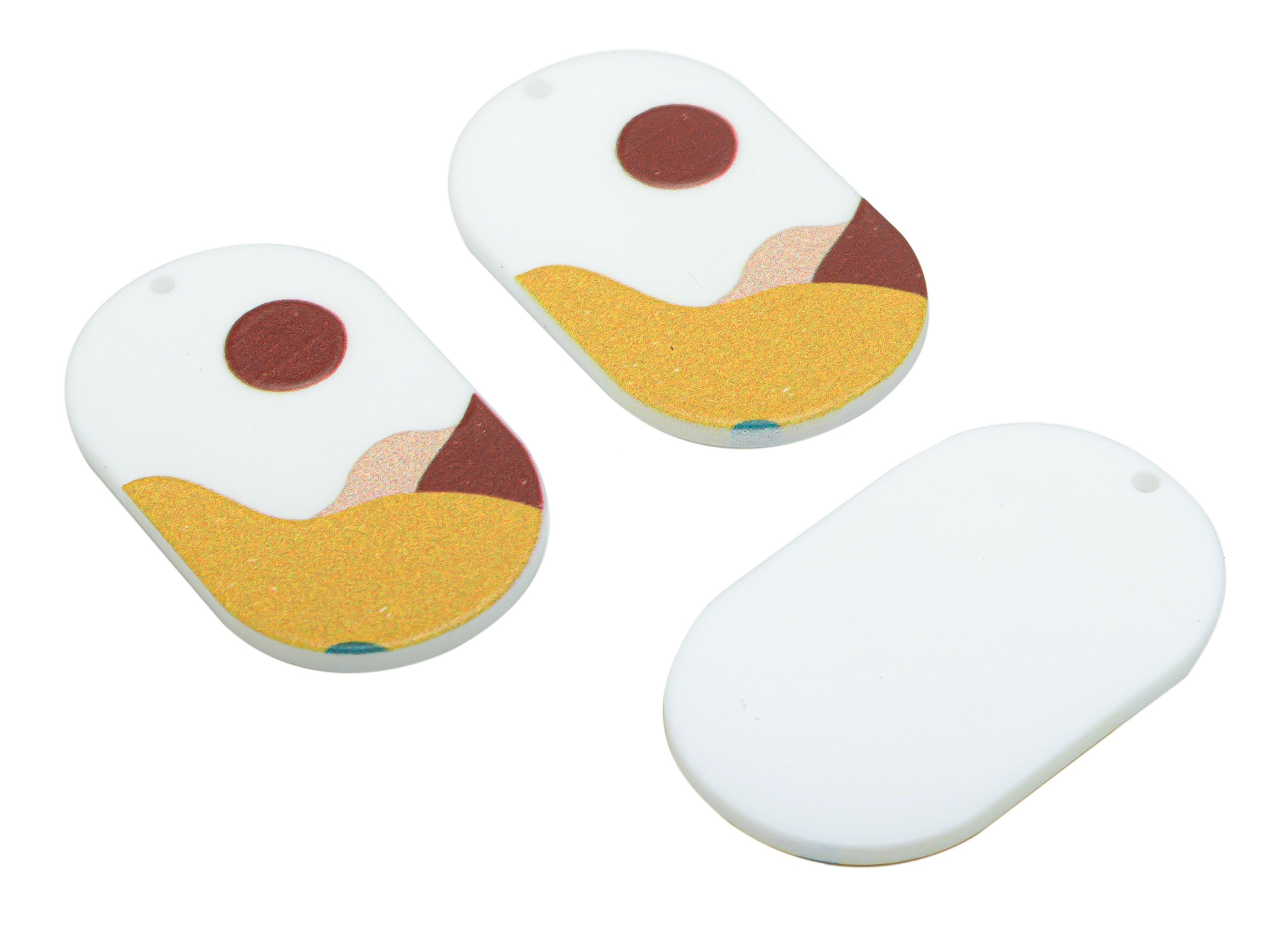 Acrylic Oval Sun Earring Charms - Acrylic Oval Mountain Pendant - Printing Textured - Jewelry Making Supplies - 39.64x24.29x2.39mm - AC2459D - DOMEDBAZAAR