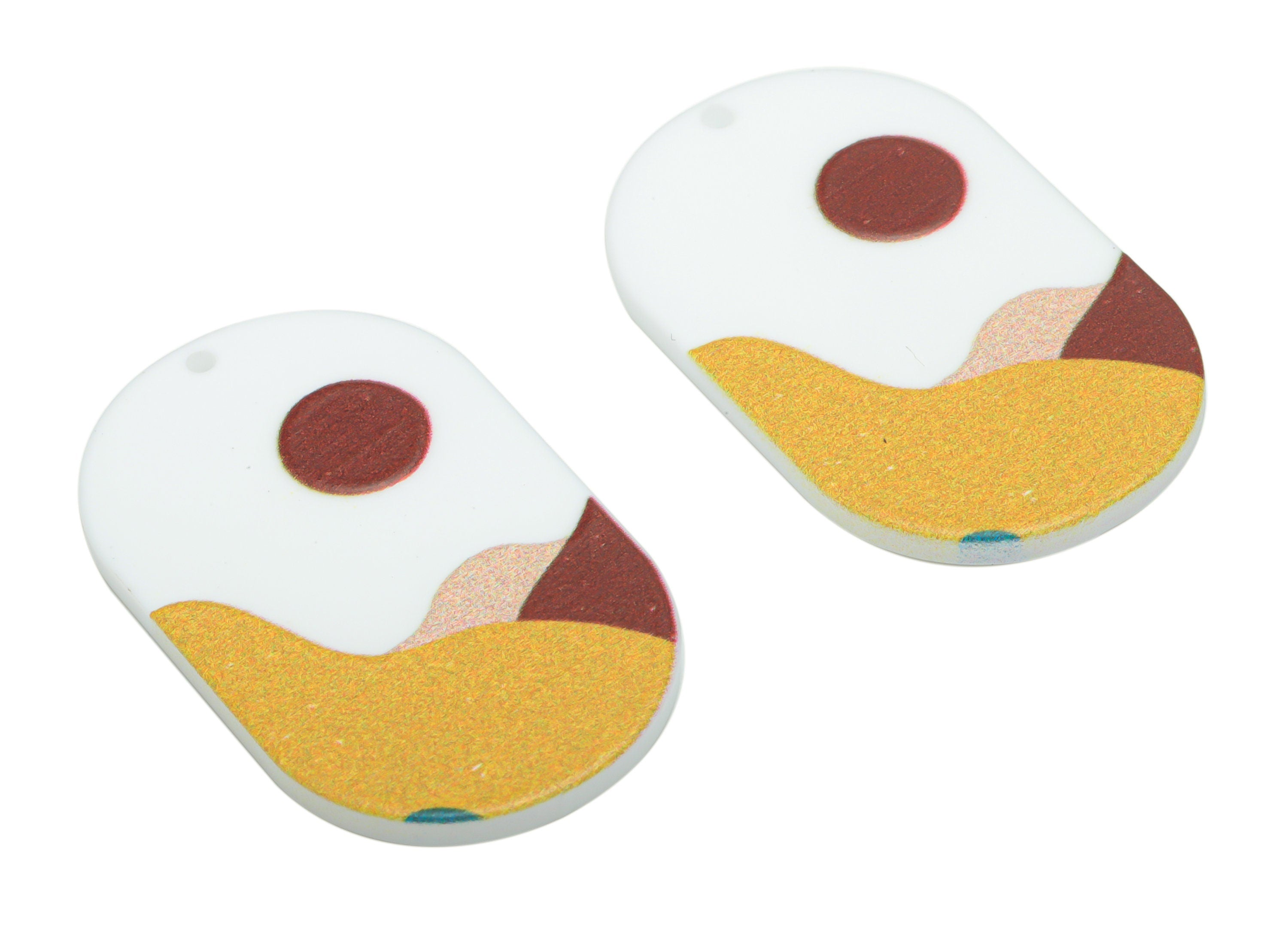 Acrylic Oval Sun Earring Charms - Acrylic Oval Mountain Pendant - Printing Textured - Jewelry Making Supplies - 39.64x24.29x2.39mm - AC2459D - DOMEDBAZAAR