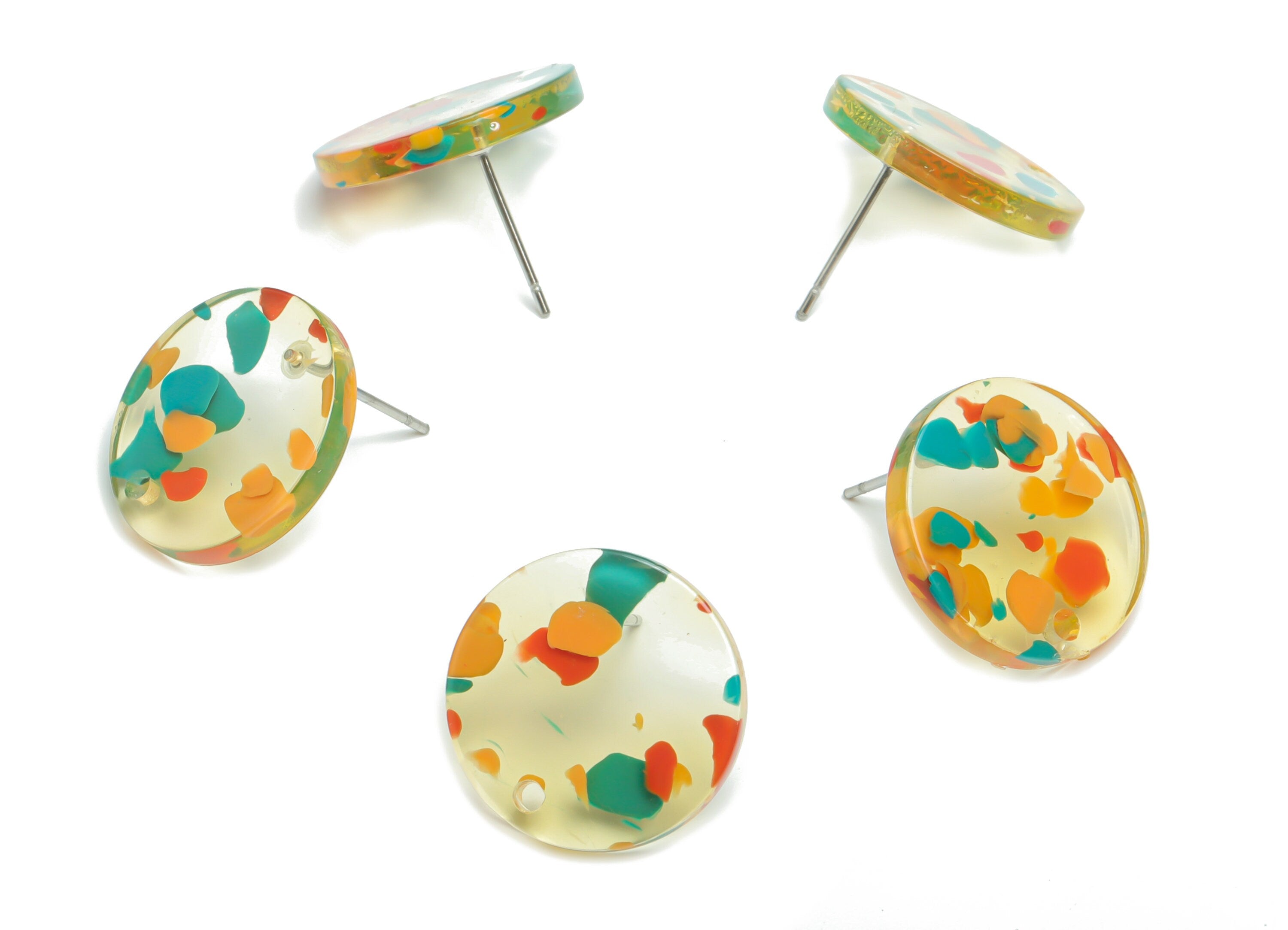 Acrylic Round Earring Stud – Acrylic Circle Post - 316 Surgical Stainless Steel Stud - Color Code: A821 - 17.84x17.83x2.59mm - AC2448-A821 - DOMEDBAZAAR