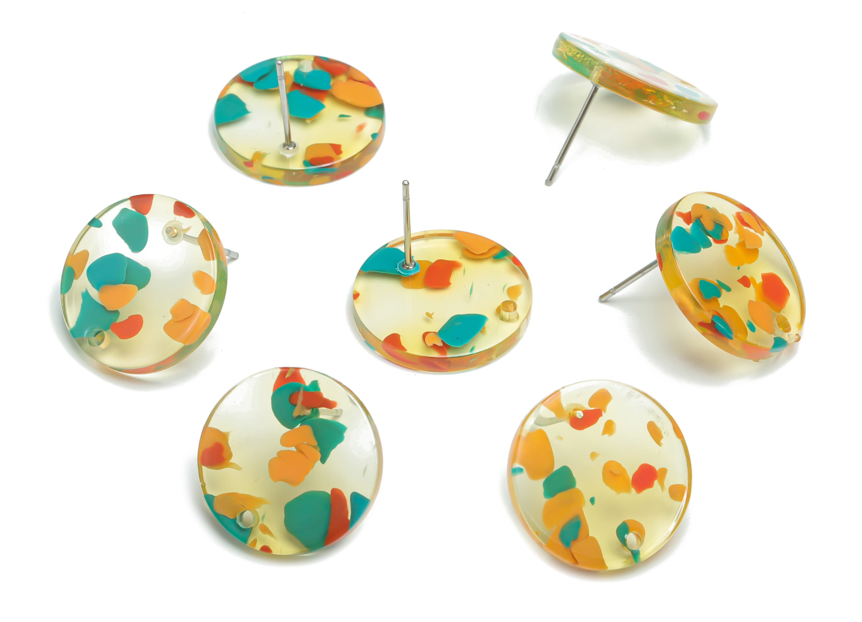Acrylic Round Earring Stud – Acrylic Circle Post - 316 Surgical Stainless Steel Stud - Color Code: A821 - 17.84x17.83x2.59mm - AC2448-A821 - DOMEDBAZAAR