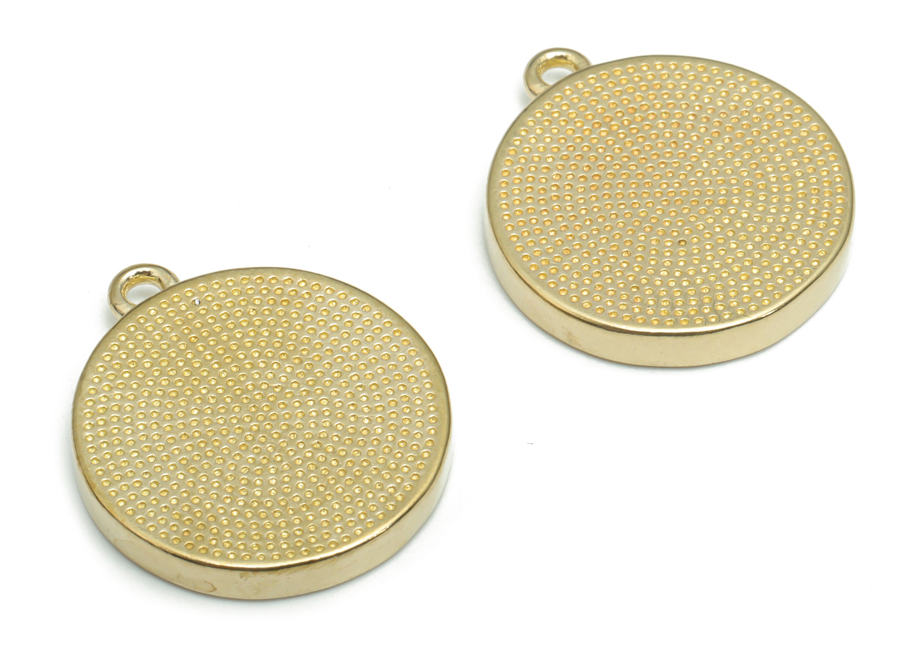 Brass Texture Round Earring Charms - Raw Brass Texture Circle Pendant - Jewelry Making Supplies - 20.56x18.02x2.58mm - PP5153 - DOMEDBAZAAR