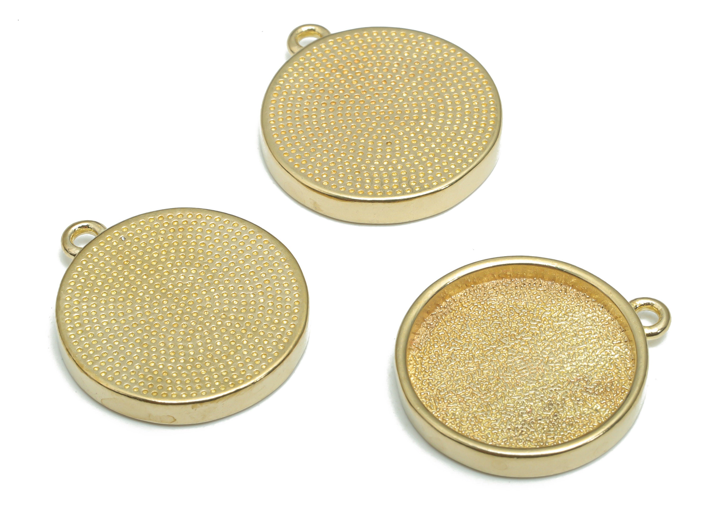 Brass Texture Round Earring Charms - Raw Brass Texture Circle Pendant - Jewelry Making Supplies - 20.56x18.02x2.58mm - PP5153 - DOMEDBAZAAR