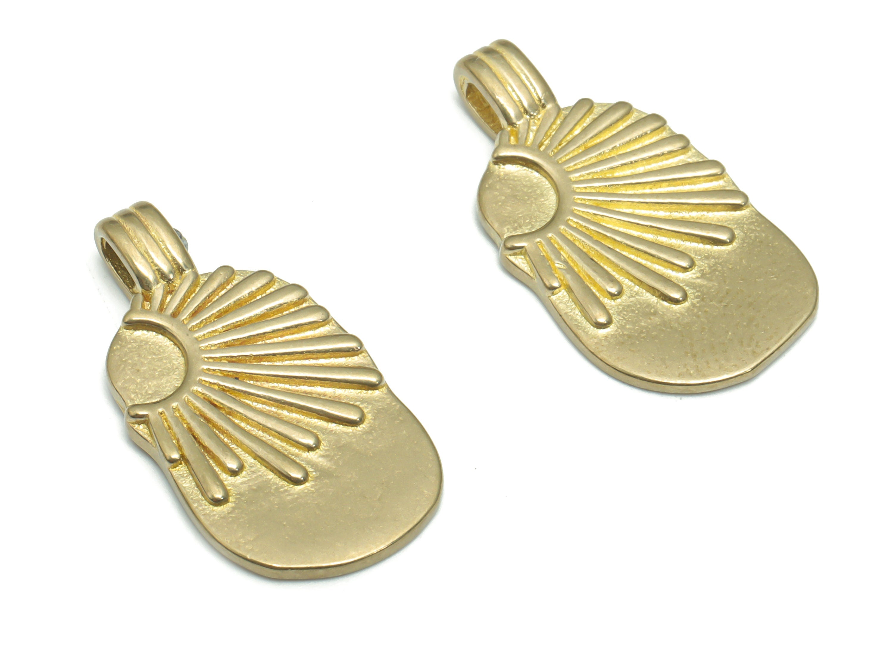 Brass Square Sun Earring Charms - Raw Brass Sun Square Pendant - Oval With Loop - Jewelry Making Supplies - 23.47x12.18x1.7mm - PP5155 - DOMEDBAZAAR