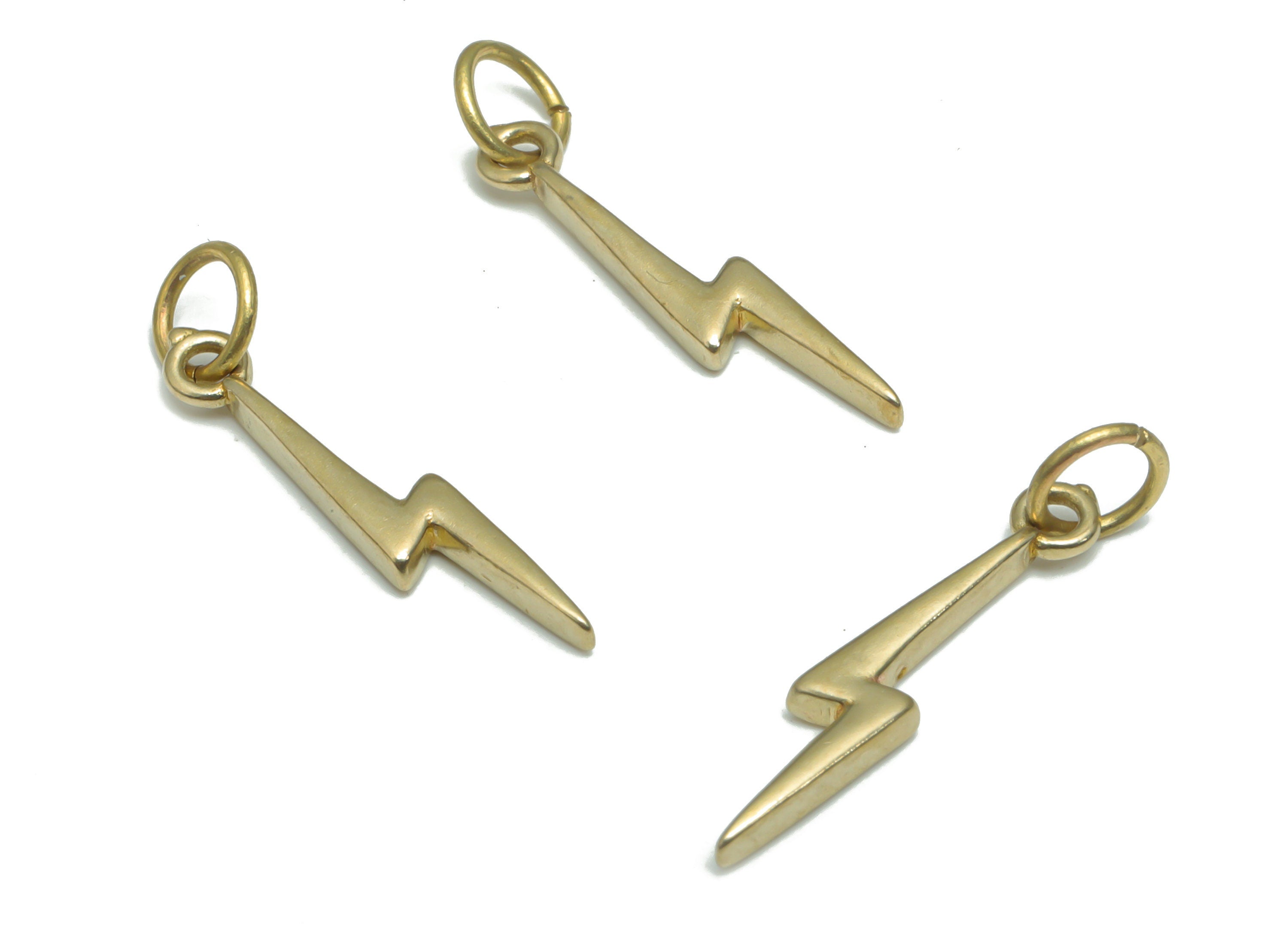 Brass Lightning Flash Earring Charms - Raw Brass Lightning Pendant - Jewelry Making Supplies - 21.39x3.65x1.71mm - PP5154 - DOMEDBAZAAR